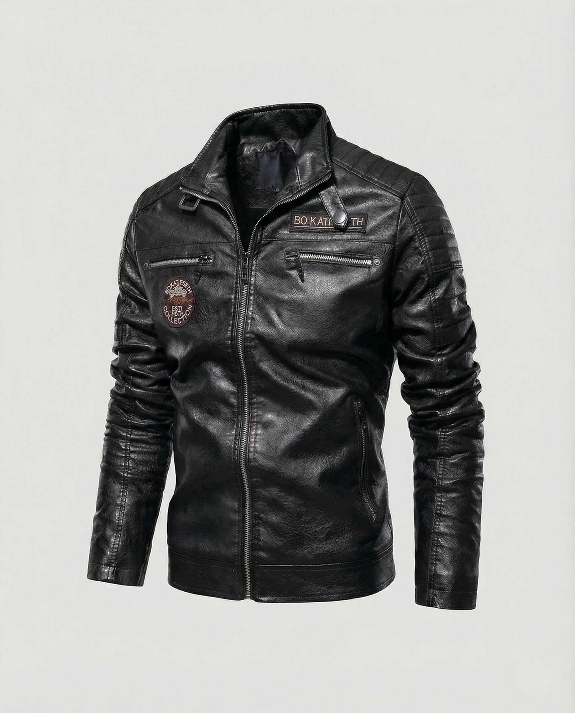 Freizeitkleidung Herren Bikerjacke Kunstleder - Image 8