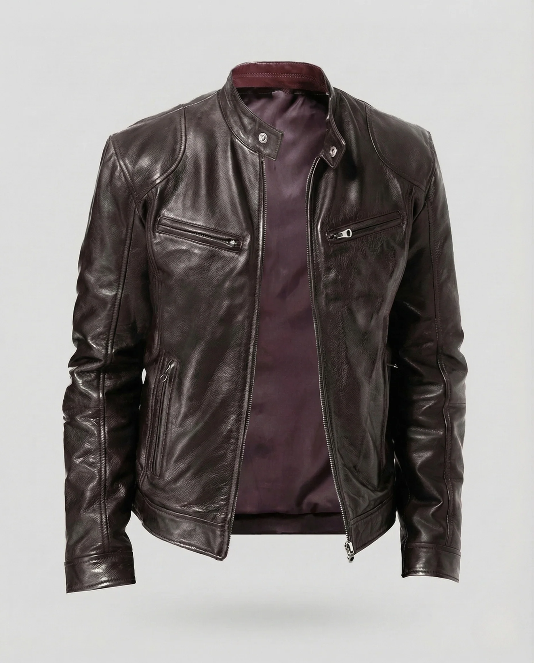 Herren Leder Bikerjacke Kalbsleder - Image 6
