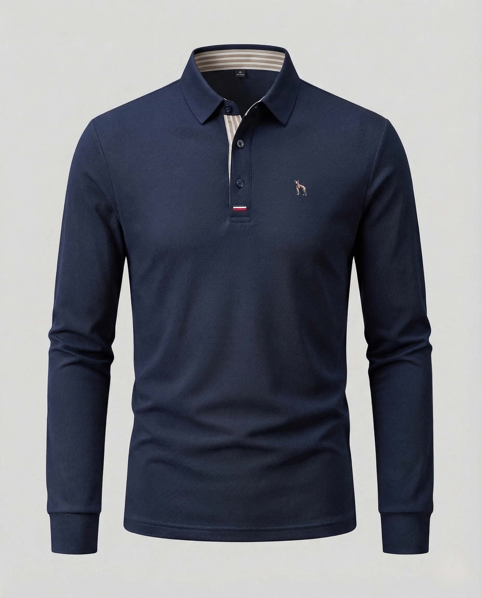Herren Langarm Poloshirt Piqué Hemdkragen Sticklogo - Image 12