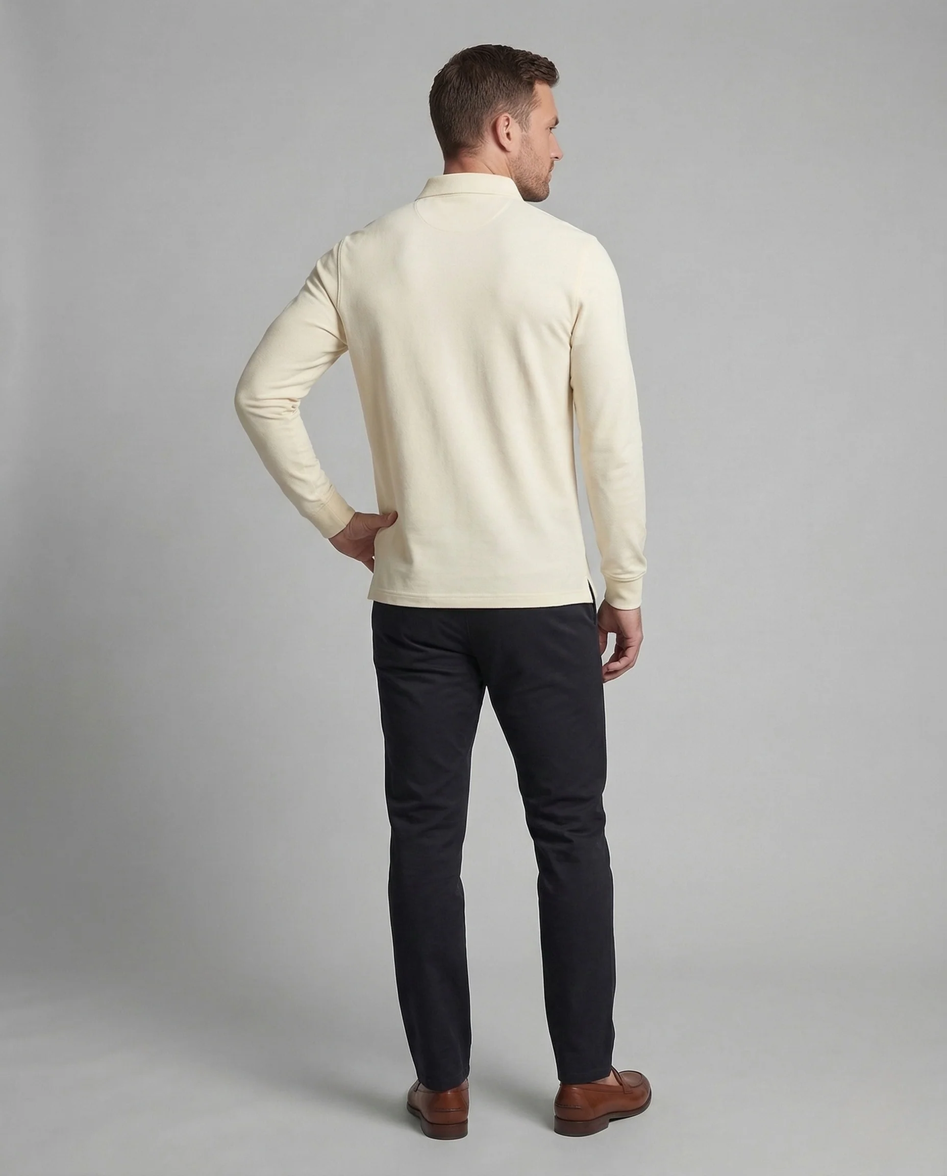 Herren Langarm Poloshirt Piqué Hemdkragen Sticklogo - Image 4