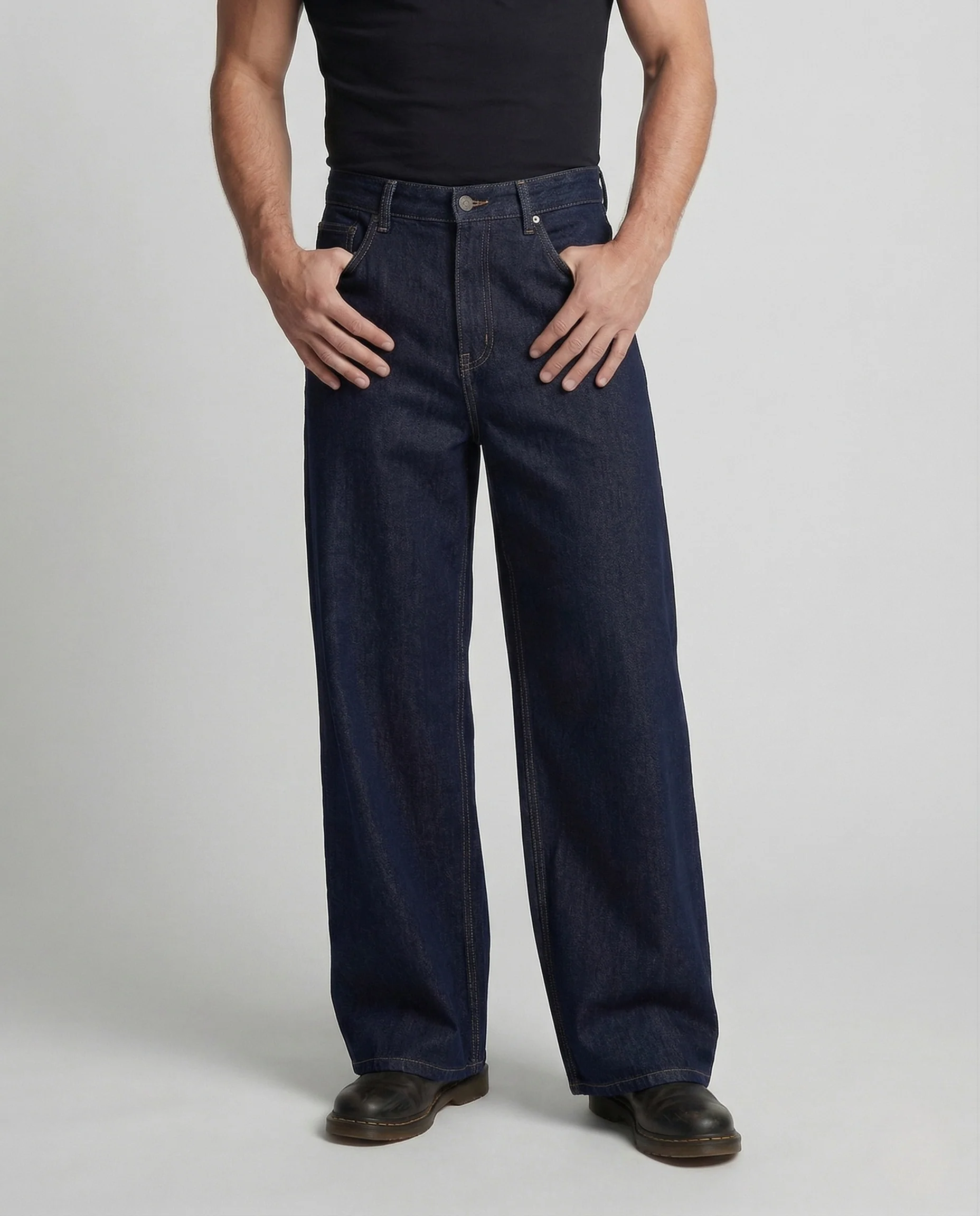 Herren Jeans Extraweit Ausgestelltes Bein High Waist - Image 2