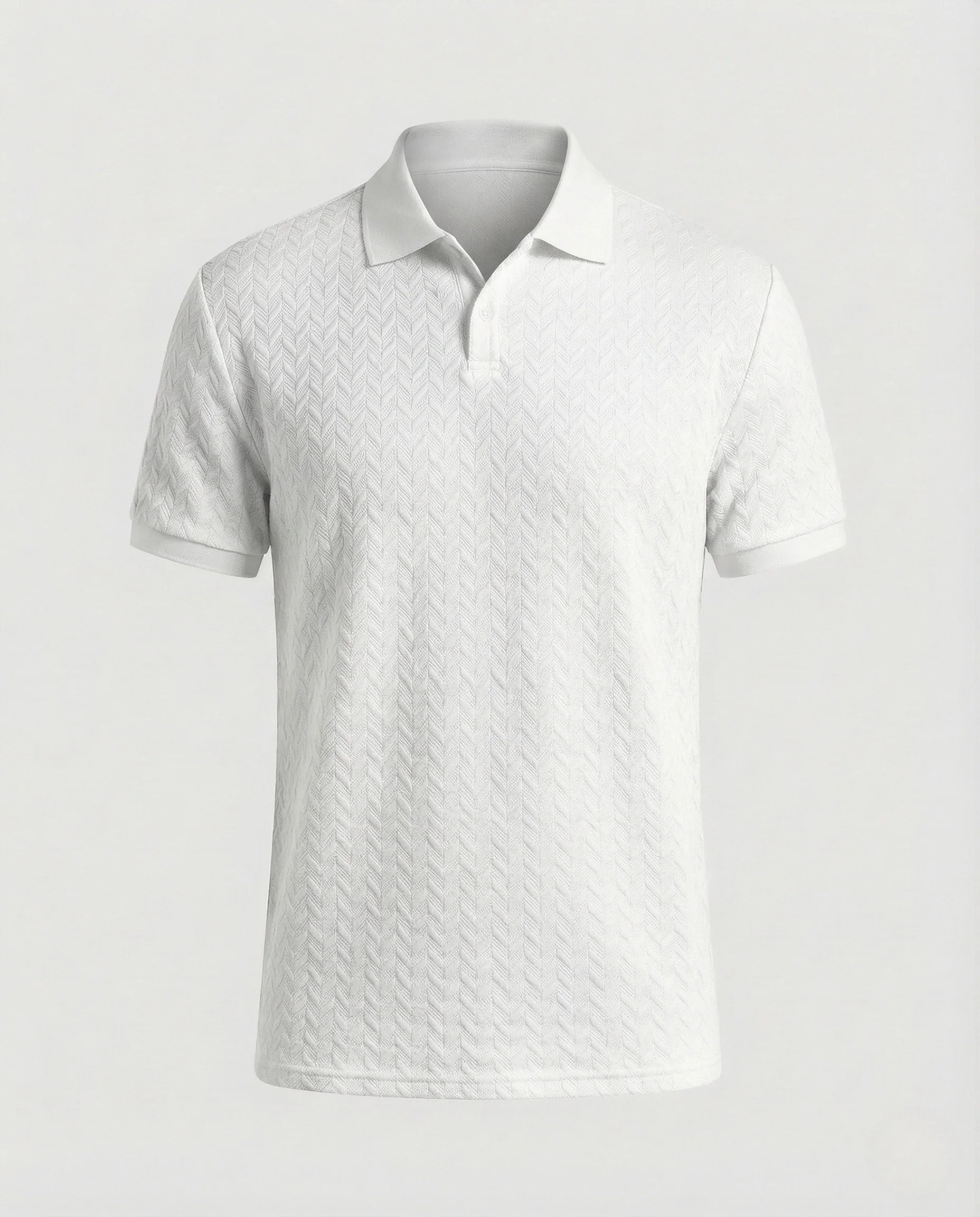 Herren Feinstrick Poloshirt mit V-Muster - Image 6