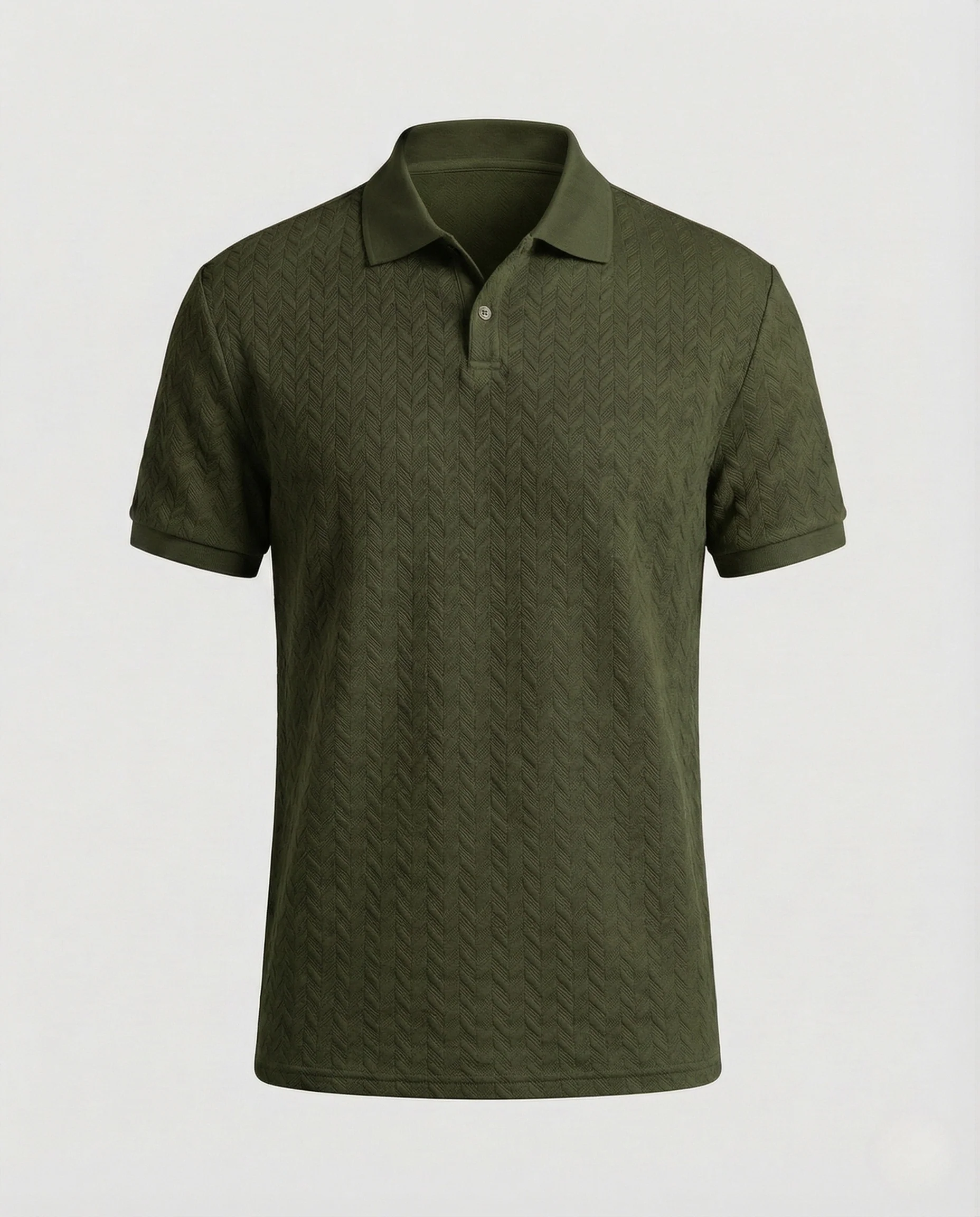 Herren Feinstrick Poloshirt mit V-Muster - Image 8
