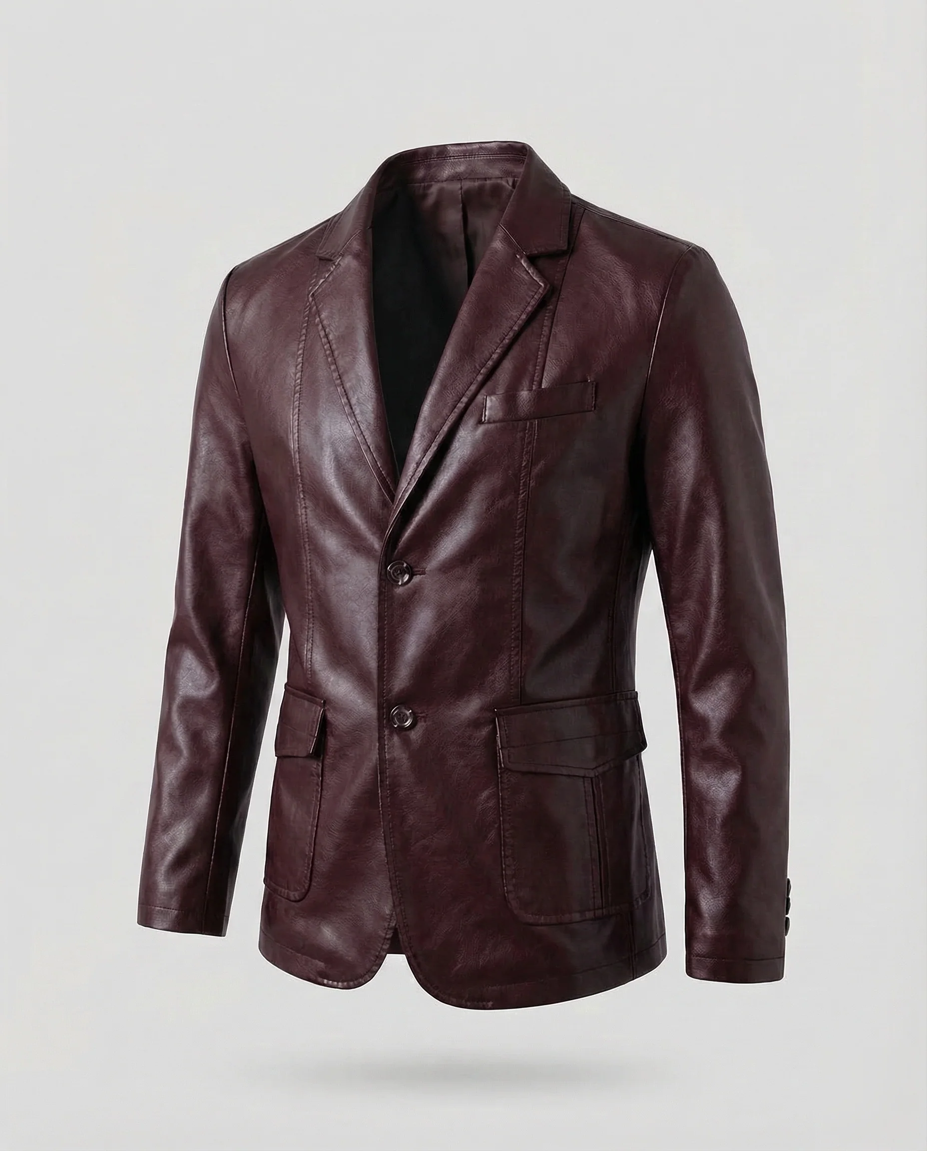 Herren Kunstleder Blazer Revers - Image 7