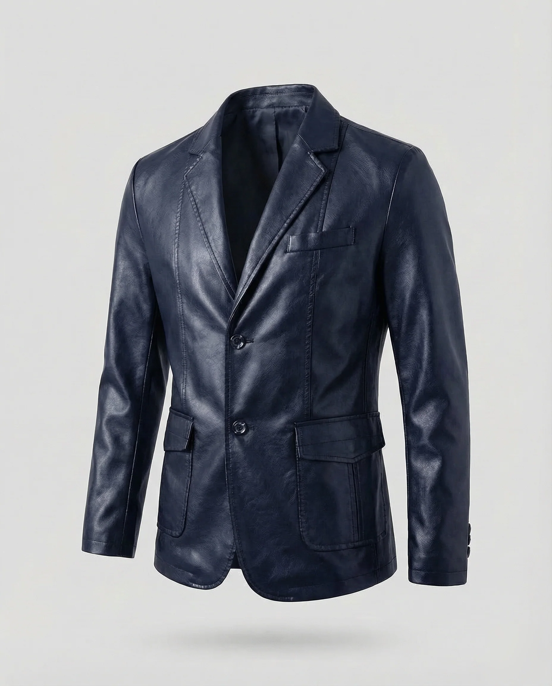 Herren Kunstleder Blazer Revers - Image 8