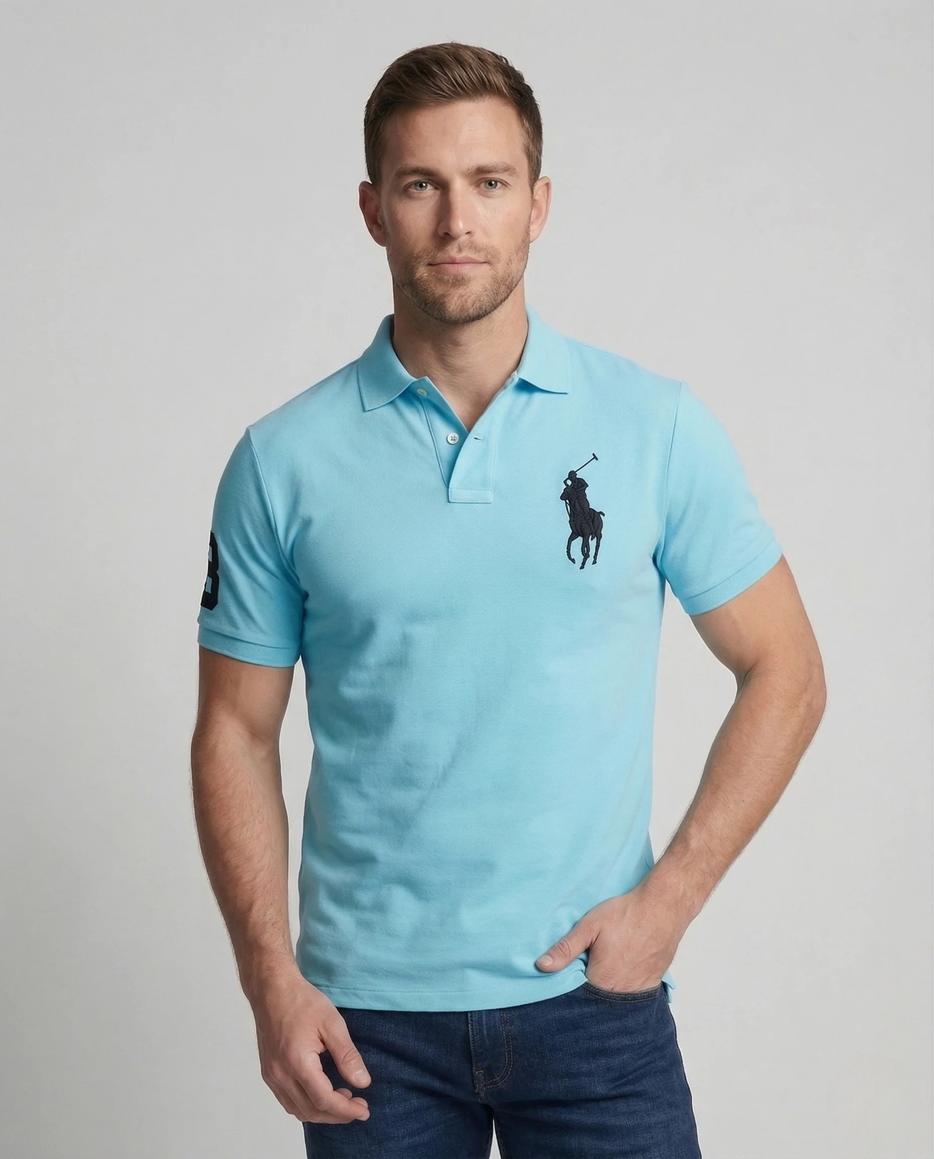 Herren Sport Poloshirt mit Stickerei Slim Fit - Image 2