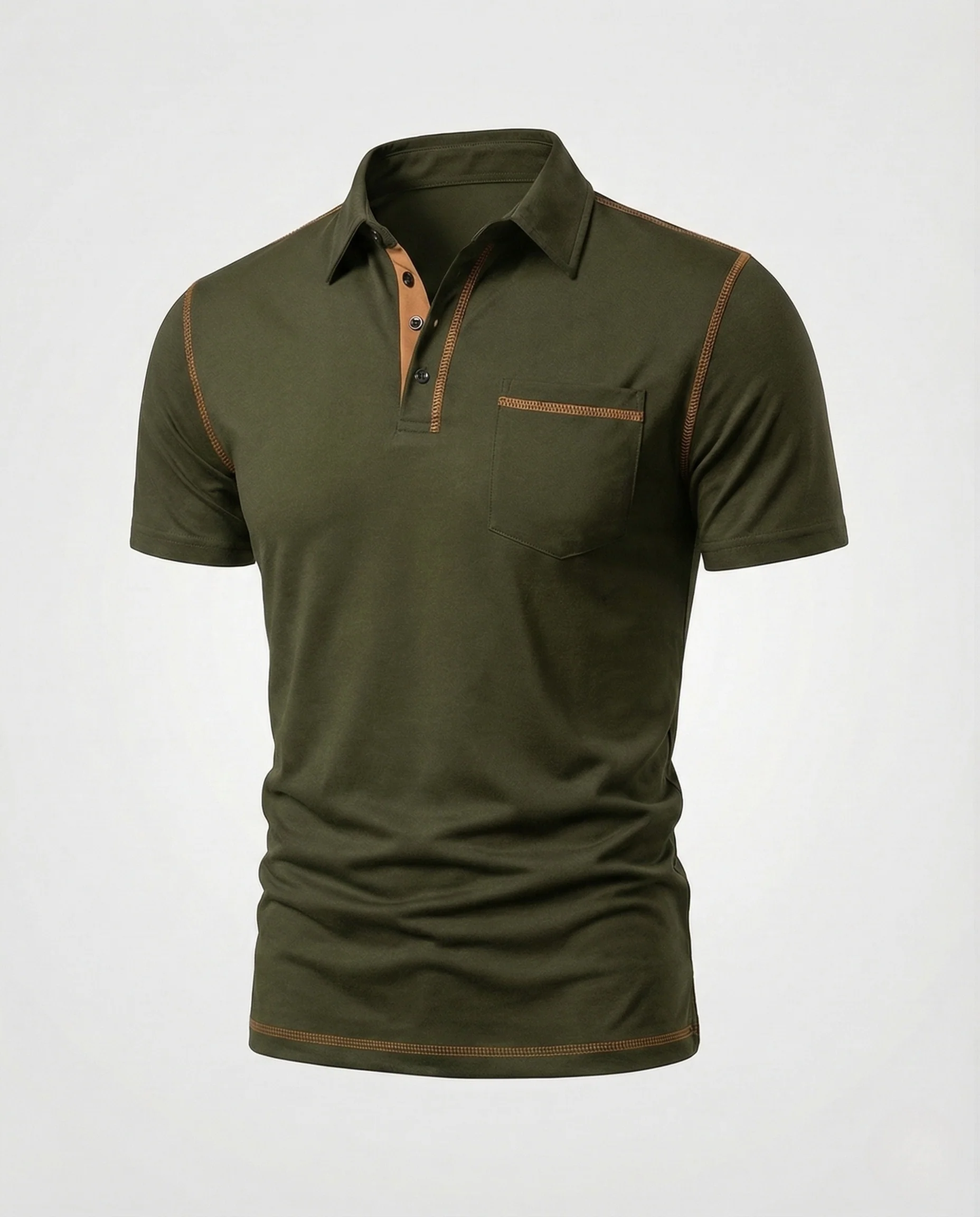 Herren Poloshirt mit Brusttasche & Kontrastnähten - Image 10