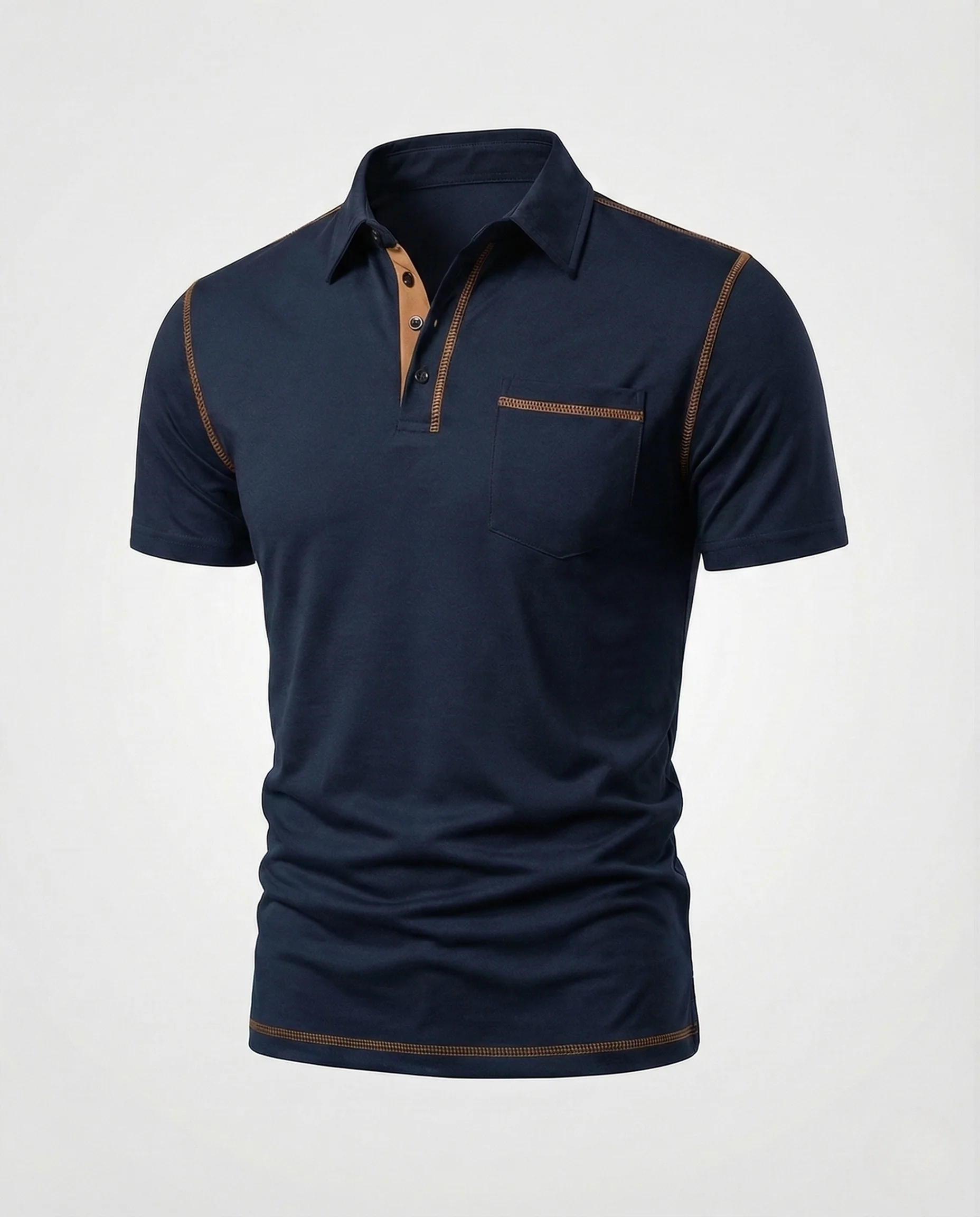 Herren Poloshirt mit Brusttasche & Kontrastnähten - Image 7