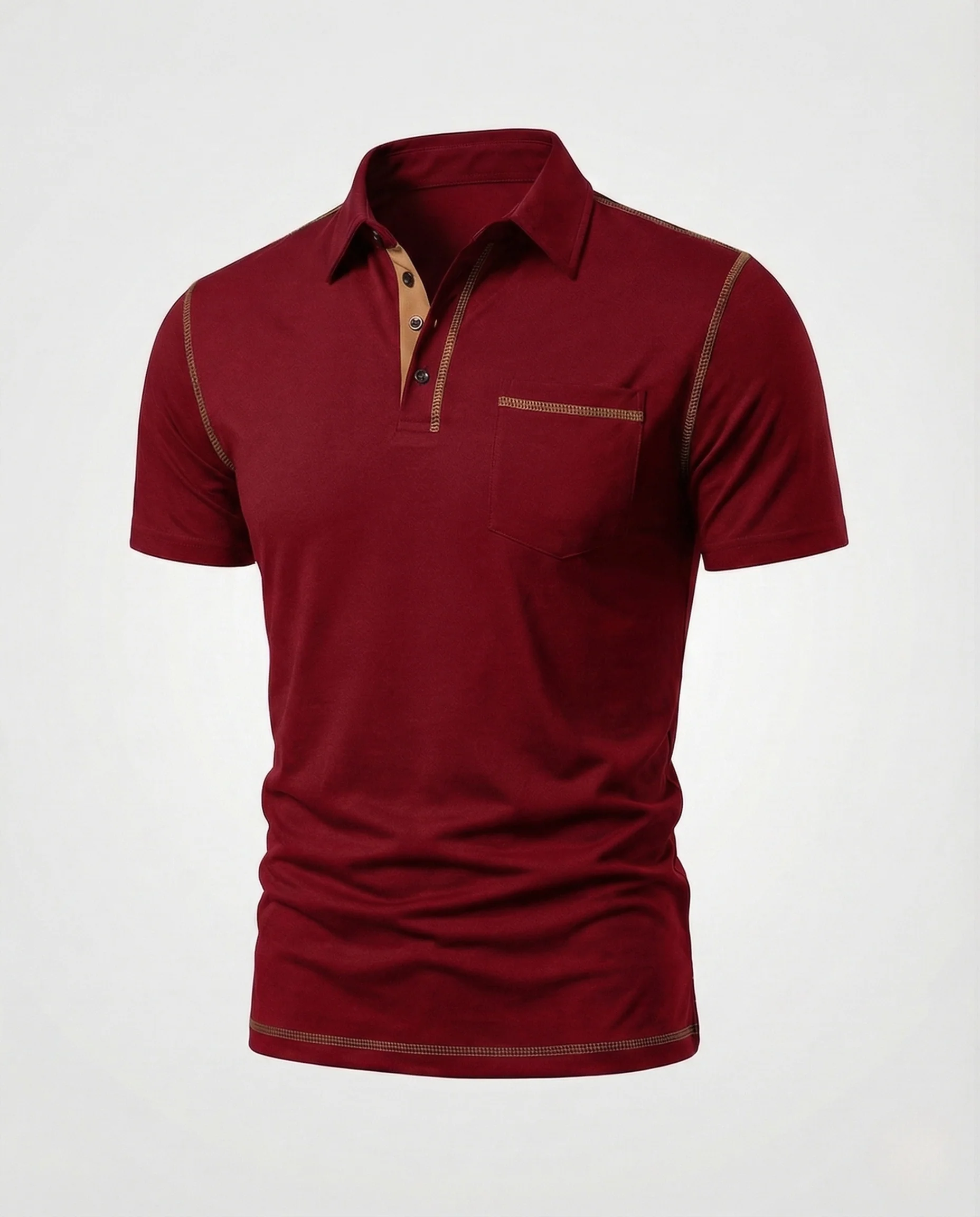 Herren Poloshirt mit Brusttasche & Kontrastnähten - Image 9