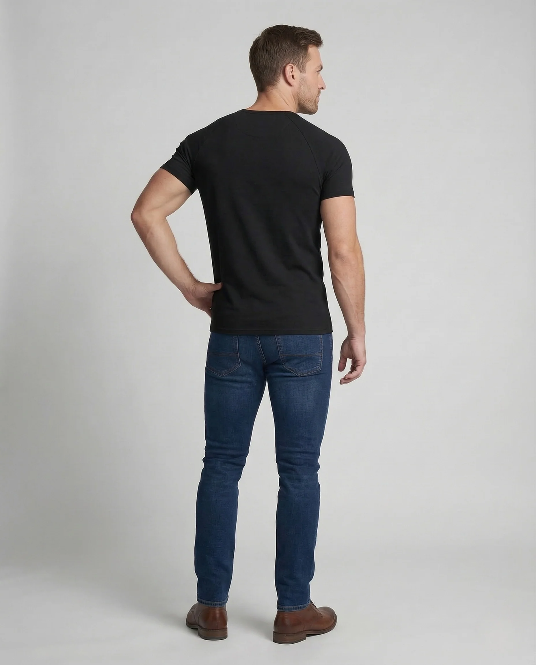Herren T Shirt Rippstrick Knopfleiste Slim - Image 4