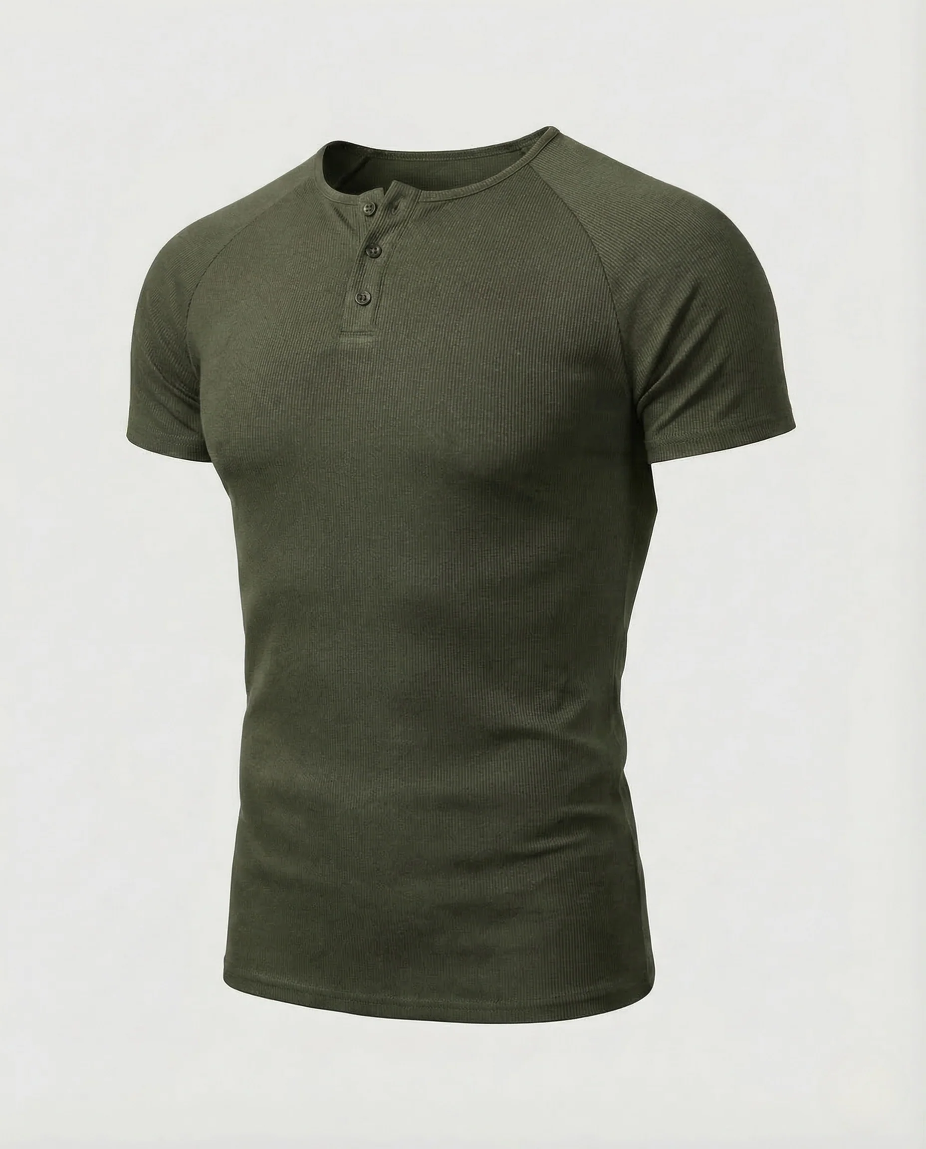 Herren T Shirt Rippstrick Knopfleiste Slim - Image 8