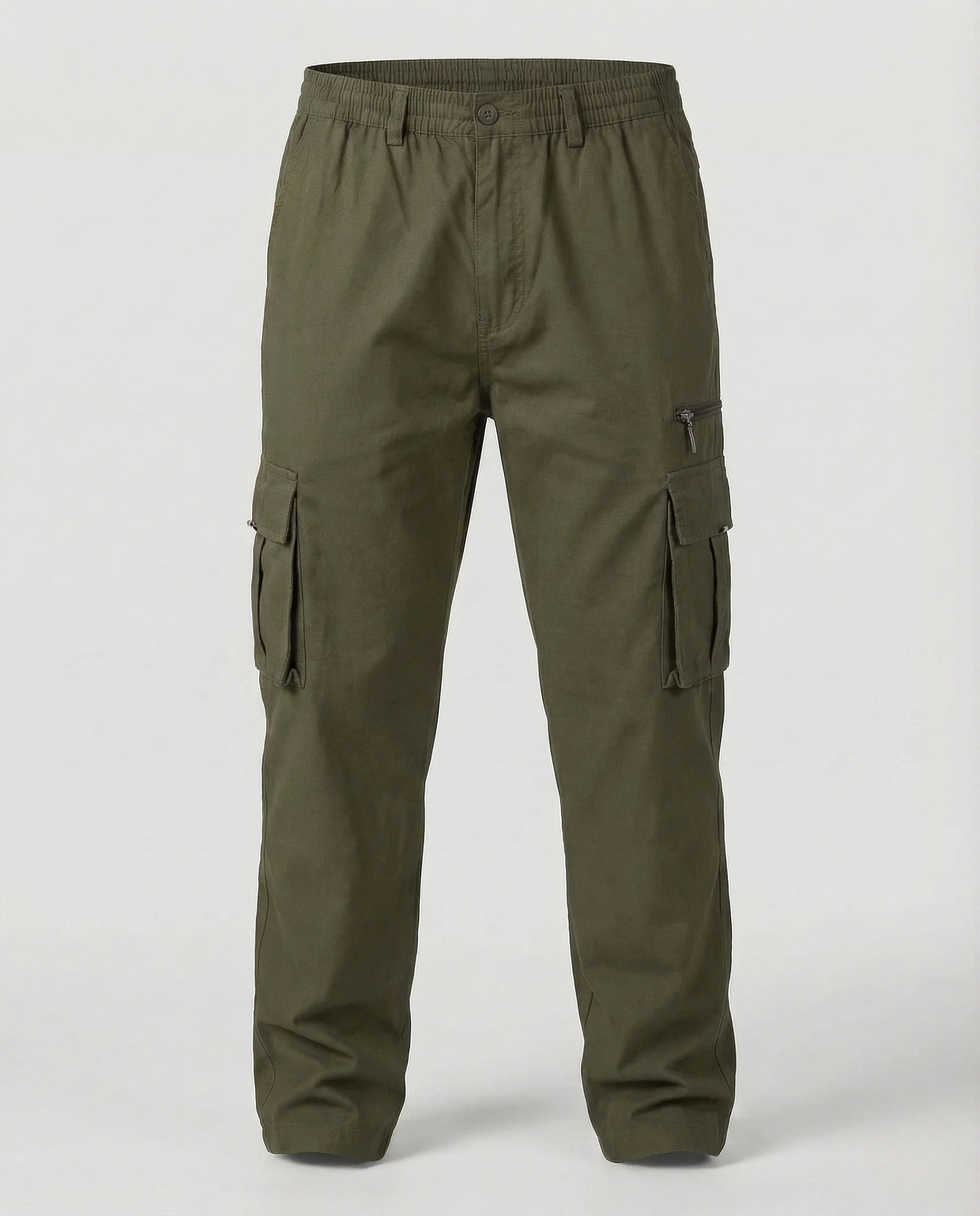 Herren Cargohose Elastischer Bund Reißverschluss Tasche - Image 7