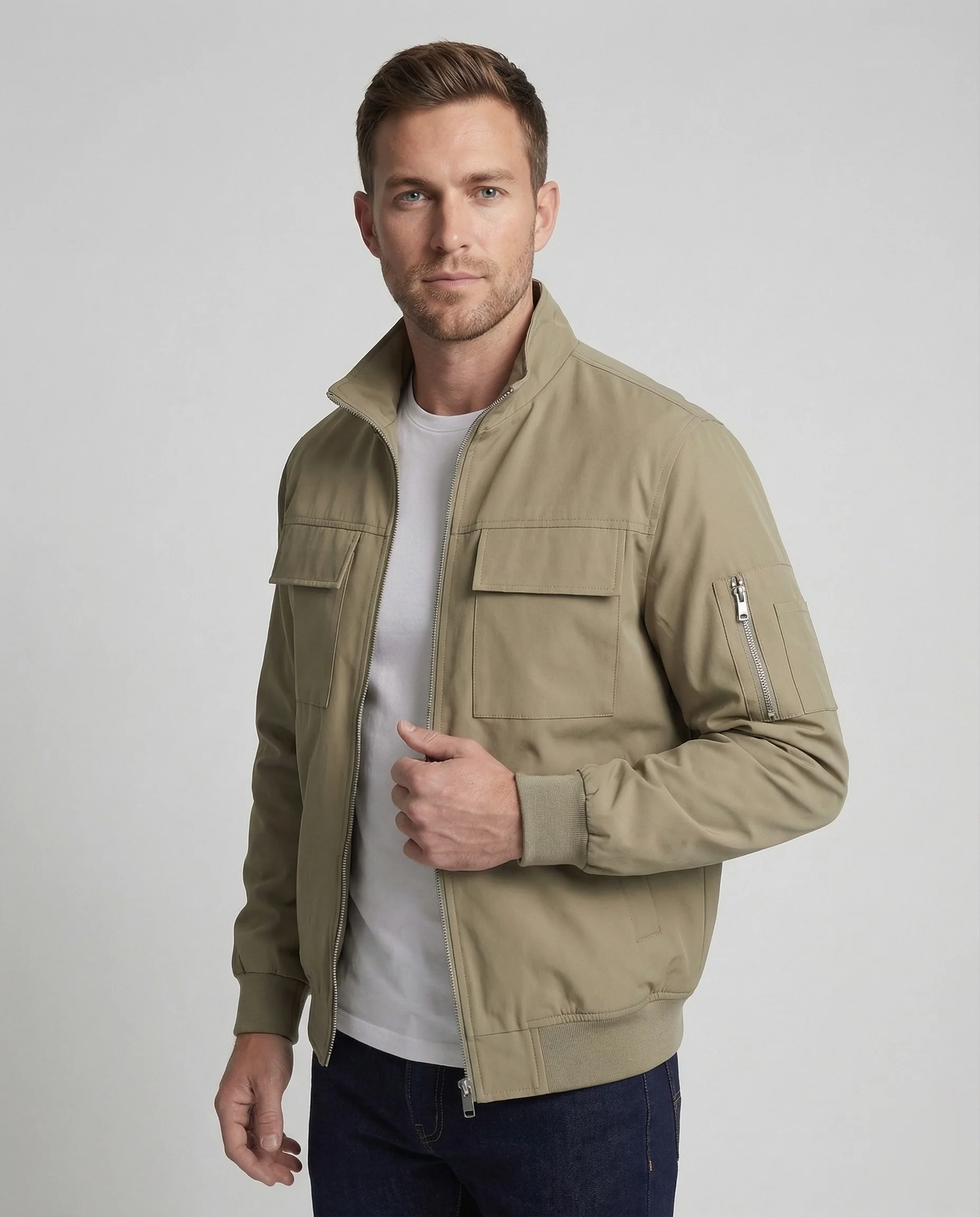 Feld Bomberjacke Mit Stehkragen Herren - Image 2