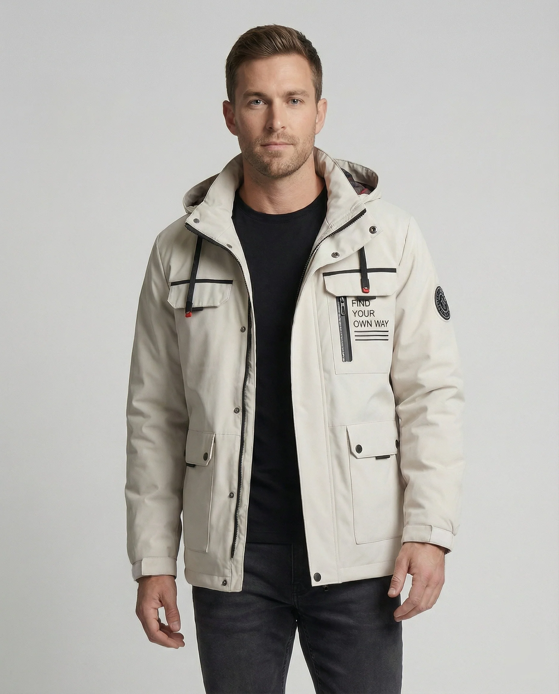 Herren Bikerjacke Leder Velours - Image 6