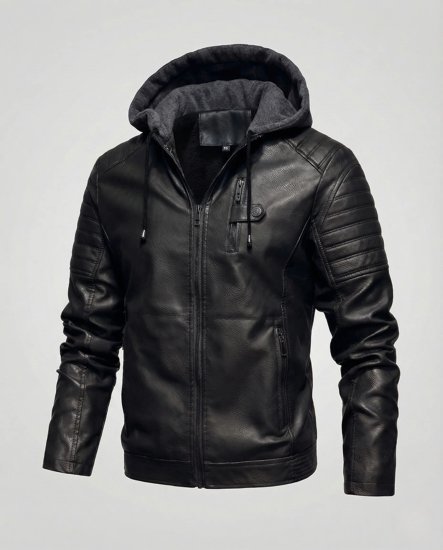 Herren Kunstlederjacke gefüttert mit Kapuze - Image 7