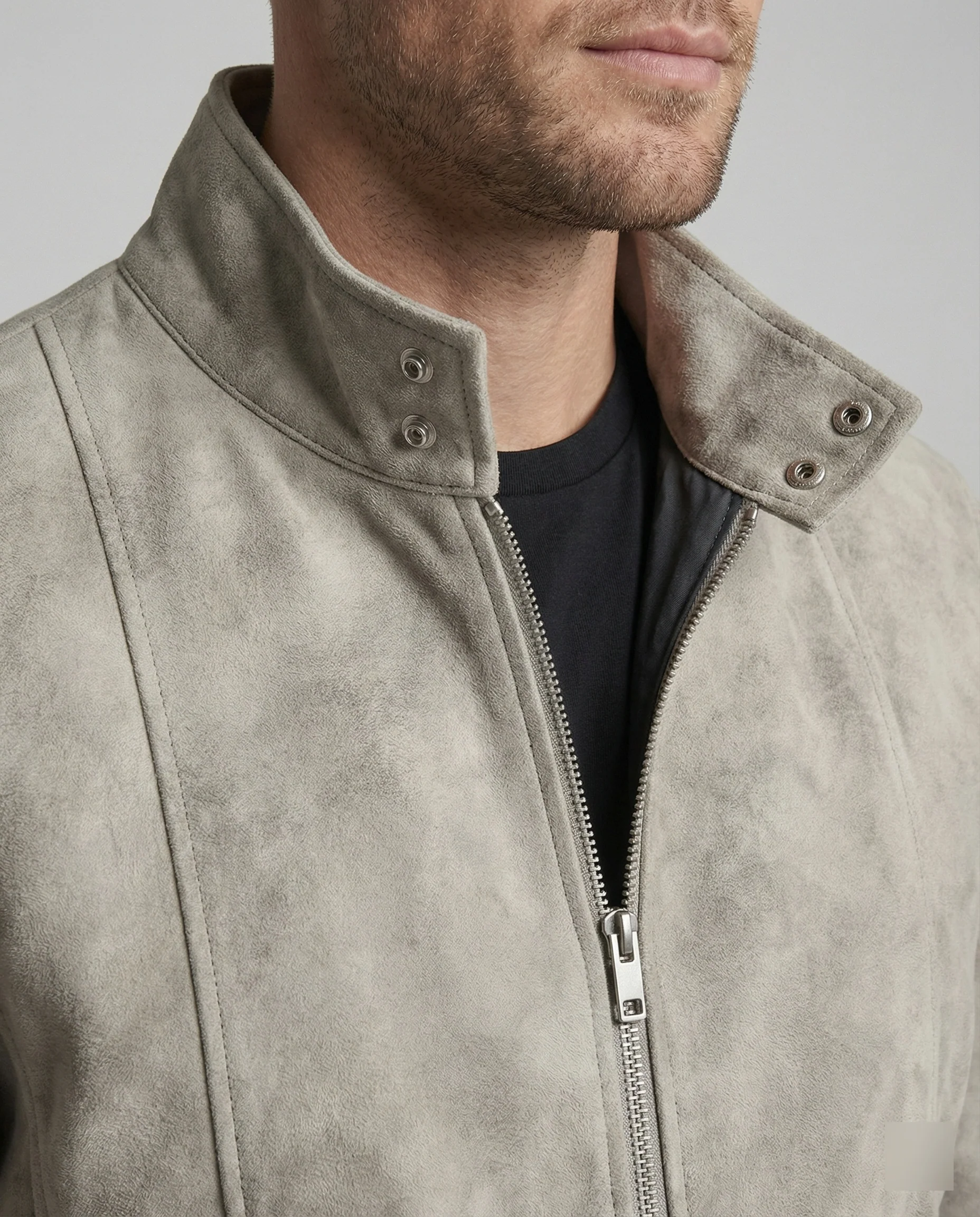 Herren Velours Kurzjacke Stehkragen - Image 2
