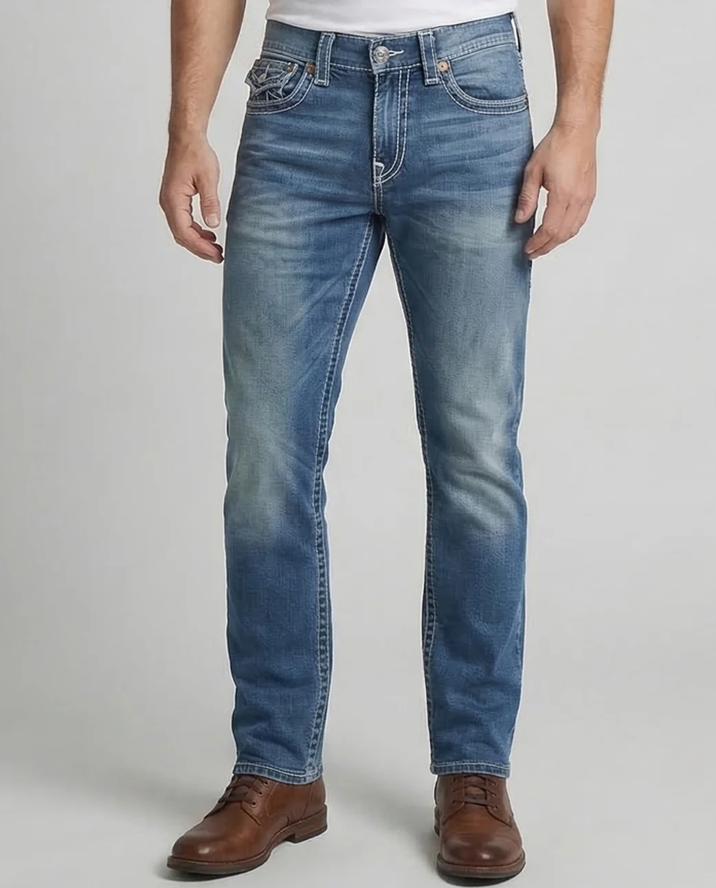 Herren Jeans Gerade Kontrastnähte - Image 2