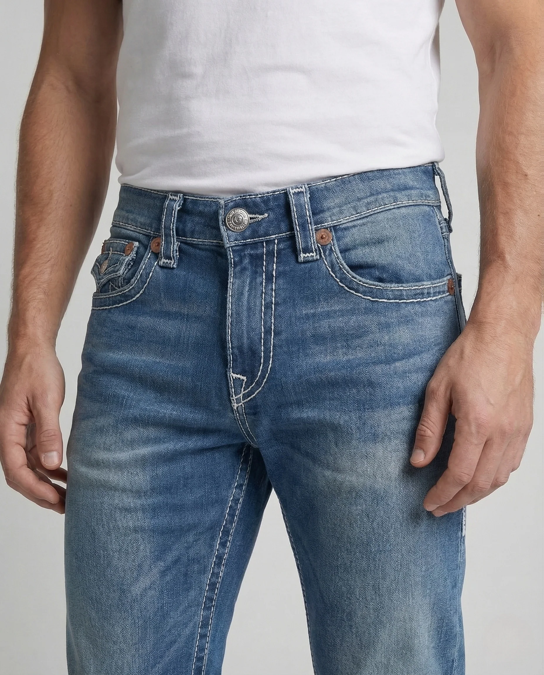 Herren Jeans Gerade Kontrastnähte - Image 3