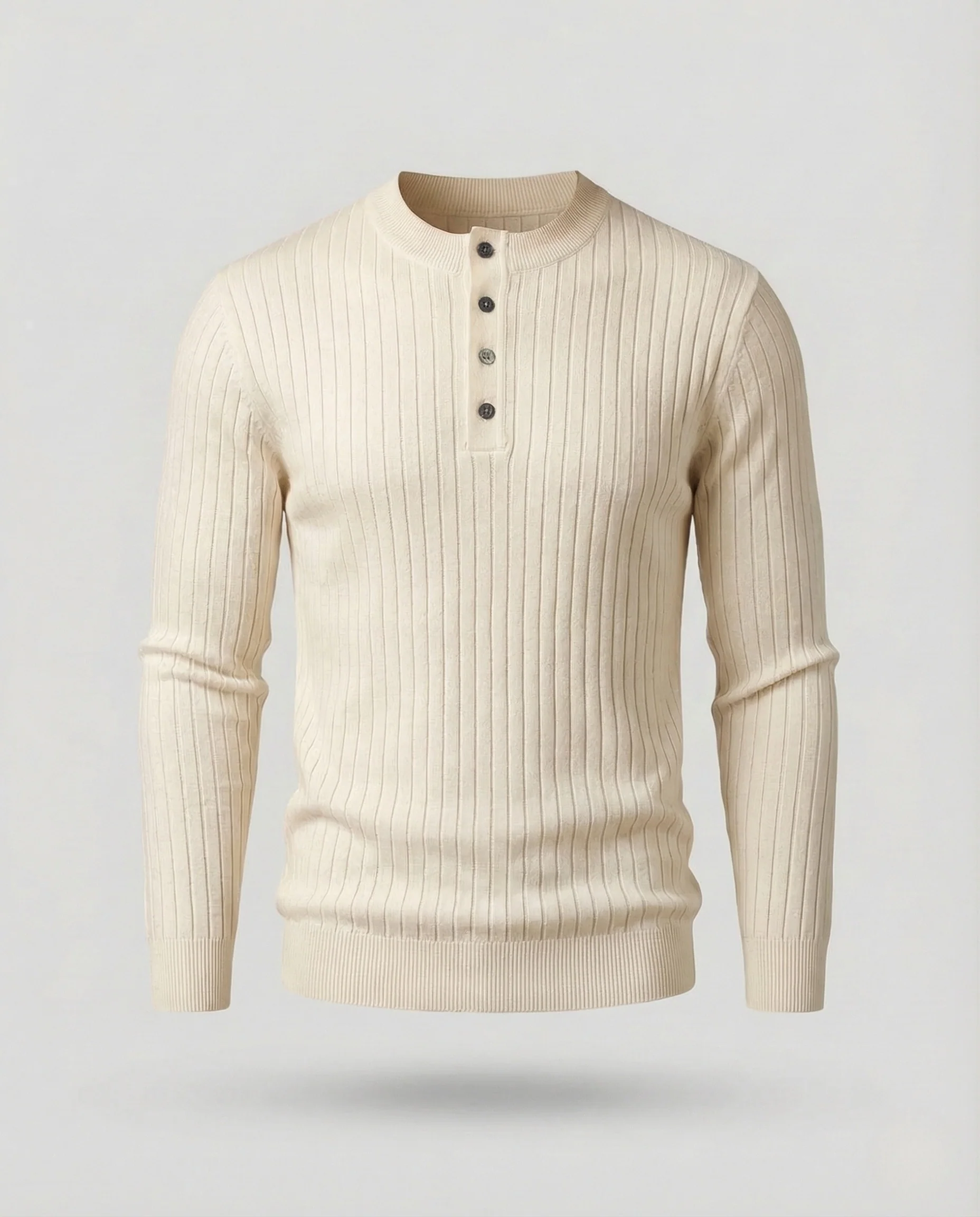 Herren Henley Strickpullover Knopfleiste - Image 12