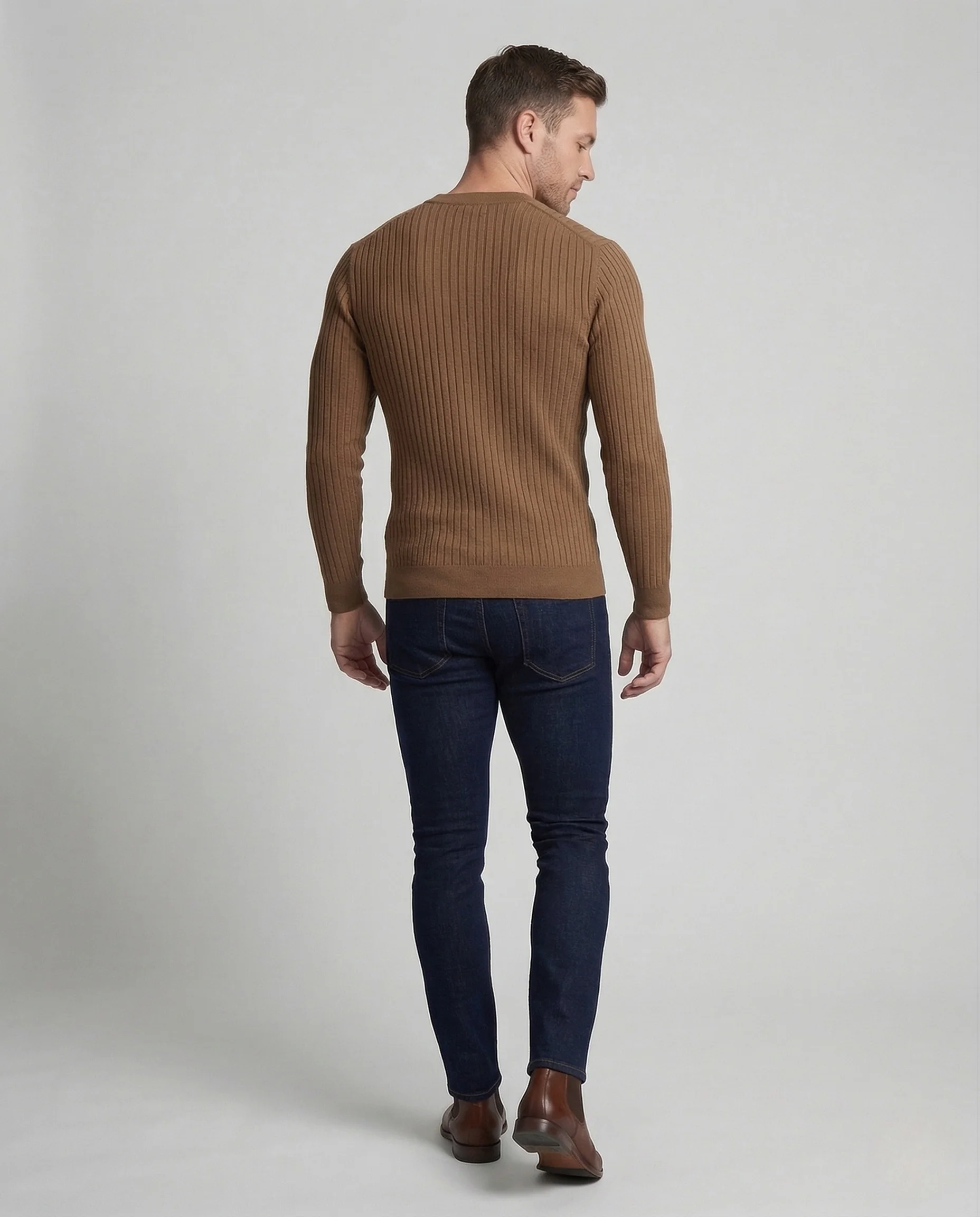 Herren Henley Strickpullover Knopfleiste - Image 4