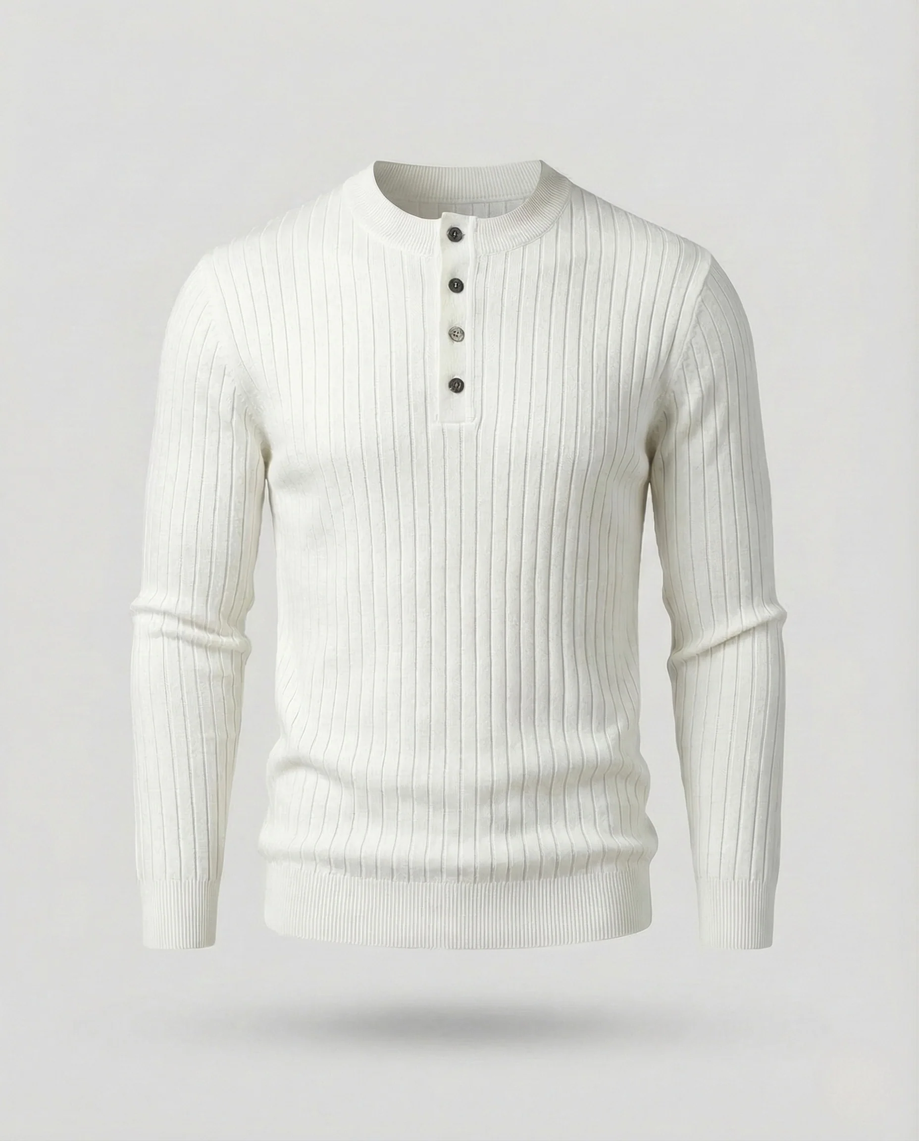 Herren Henley Strickpullover Knopfleiste - Image 7