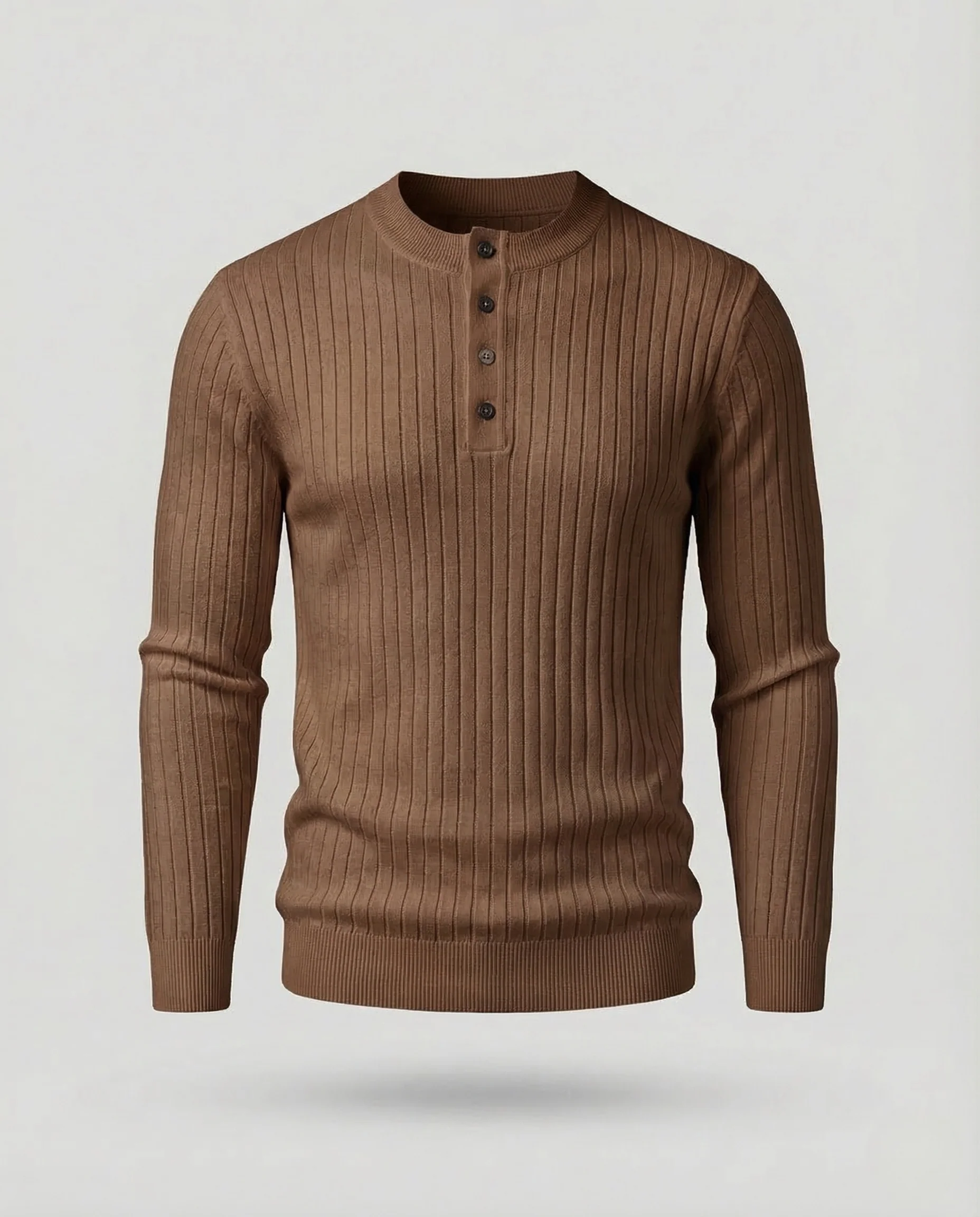 Herren Henley Strickpullover Knopfleiste - Image 8