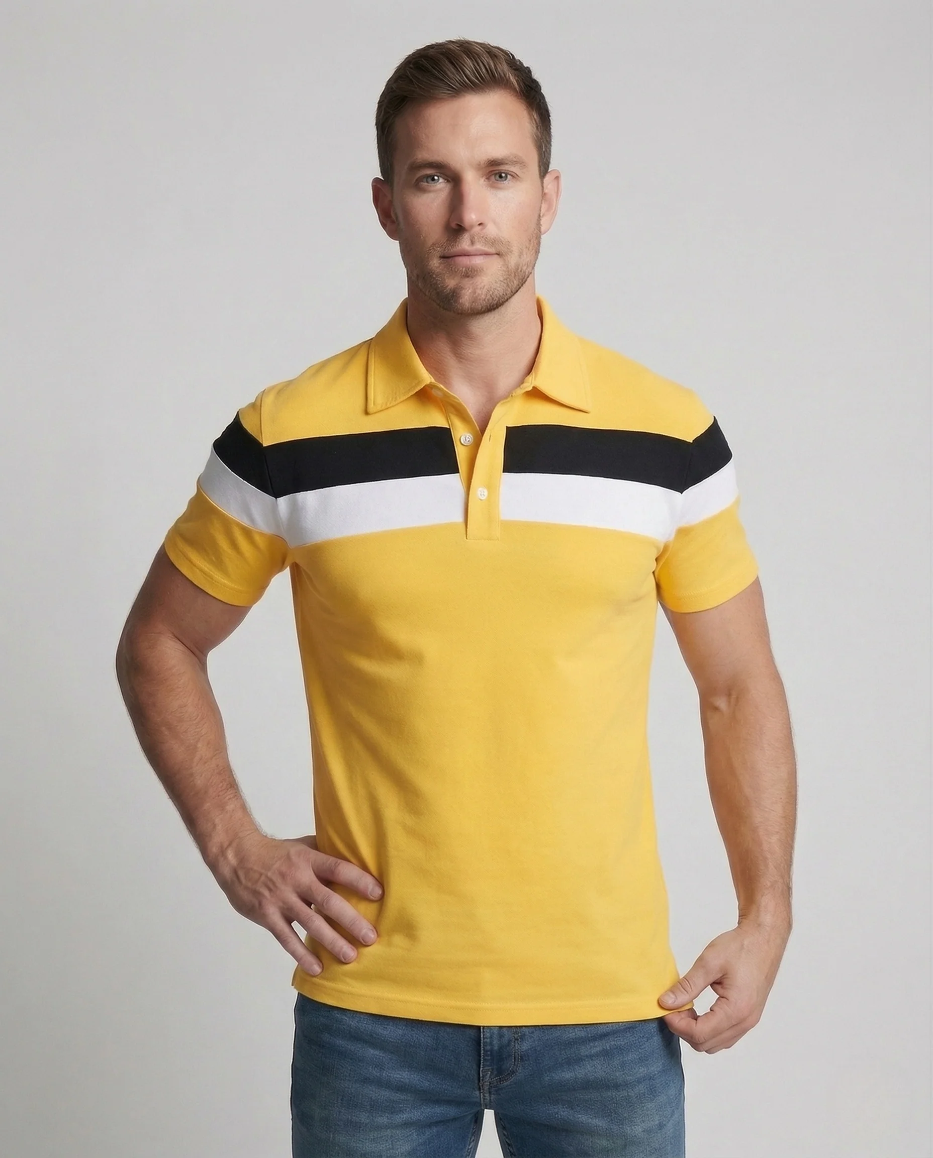 Herren Poloshirt Gestreift Baumwollmix - Image 2
