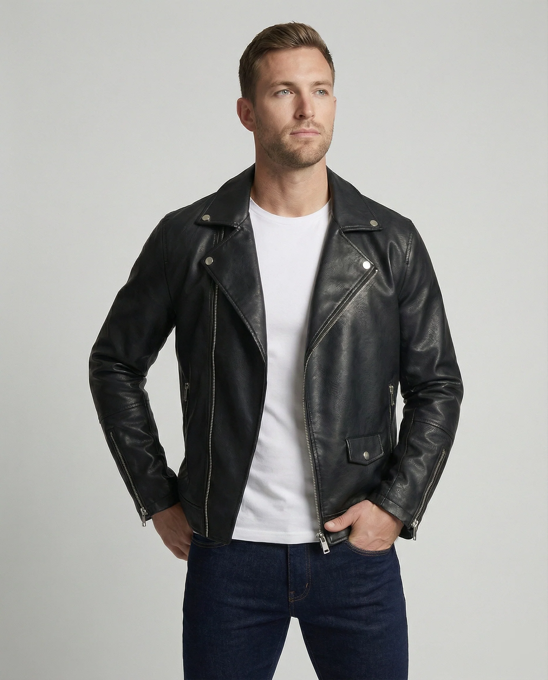 Herren Nappaleder Motorradjacke - Image 4