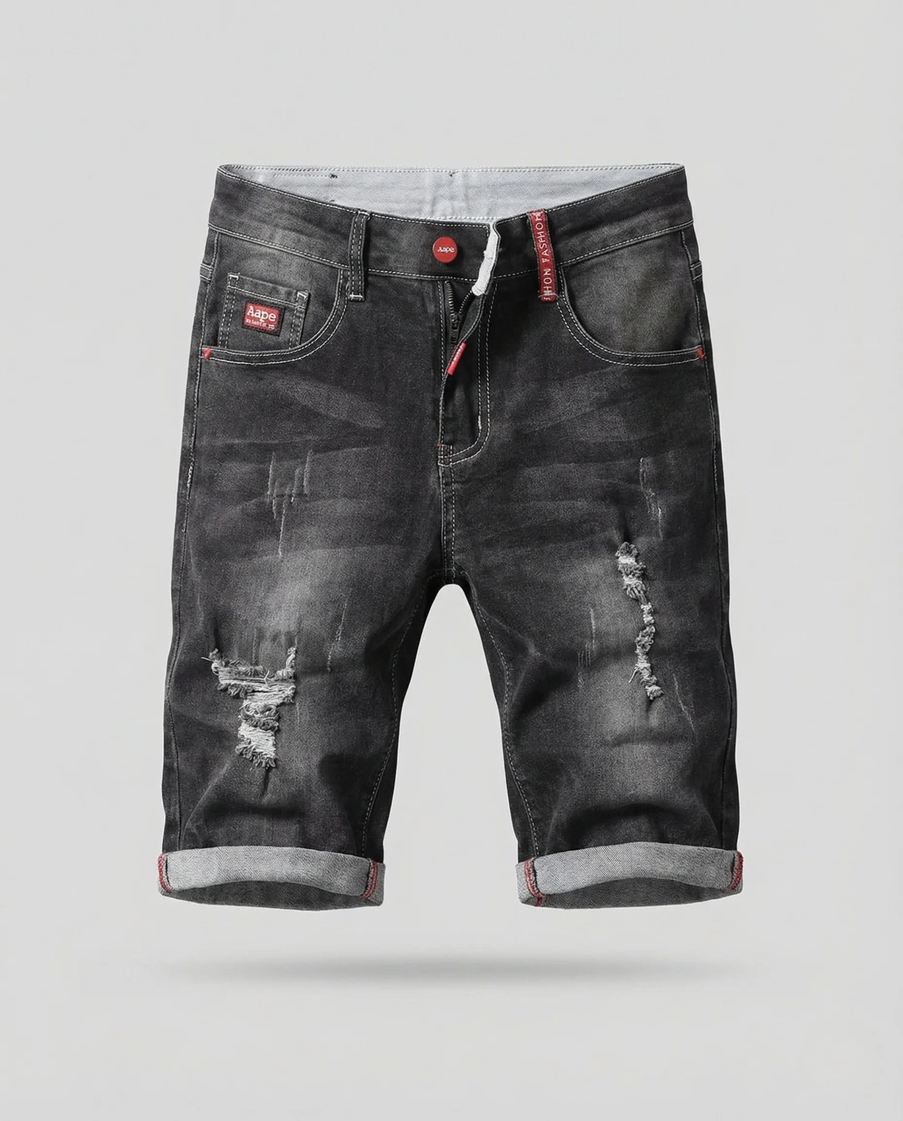 Herren Jeans Shorts Destroyed Elastikbund - Image 5