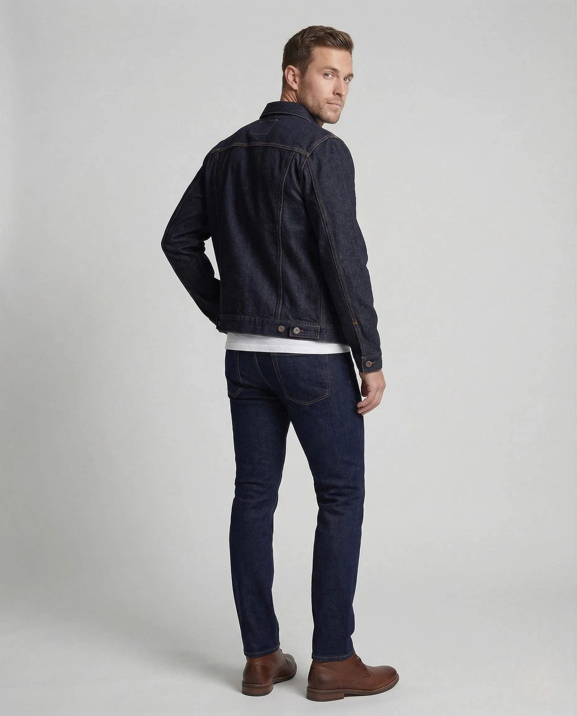 Herren Trucker Jeansjacke aus Raw Denim mit Brusttaschen - Image 4