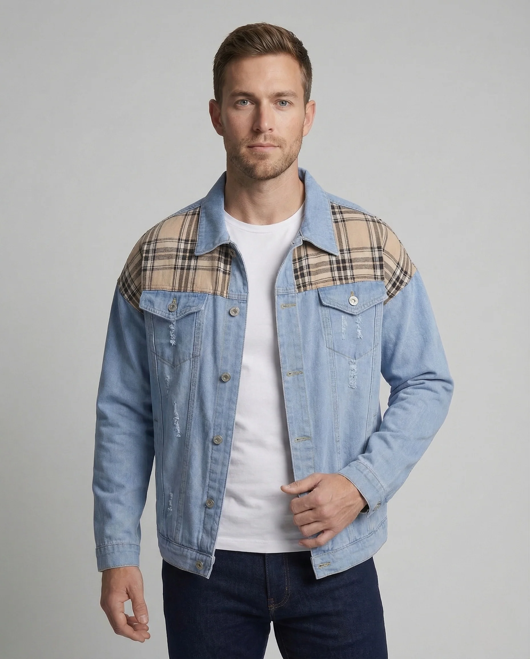 Herren Jeansjacke Karo Locker - Image 2