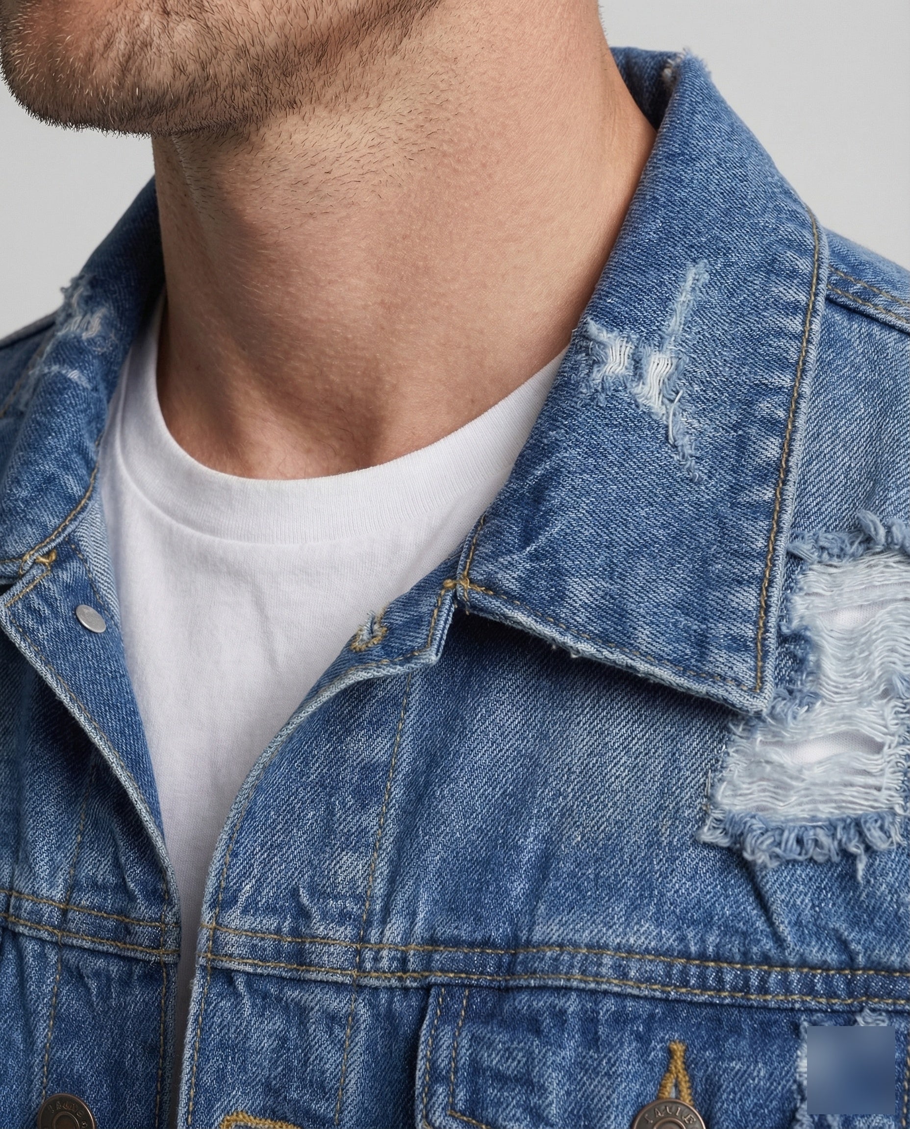 Herren Jeansjacke Sterne Applikation - Image 3