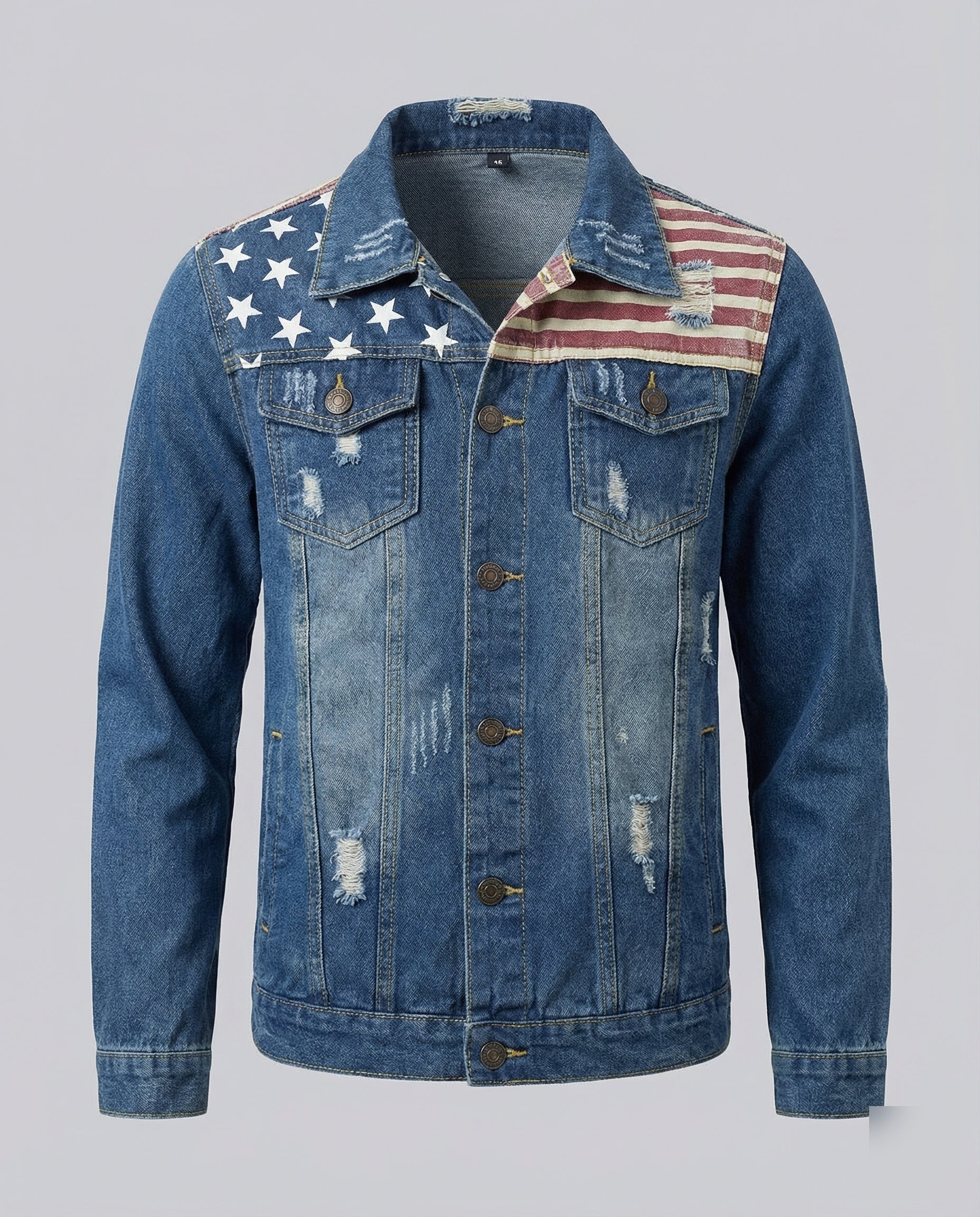 Herren Jeansjacke Sterne Applikation - Image 5