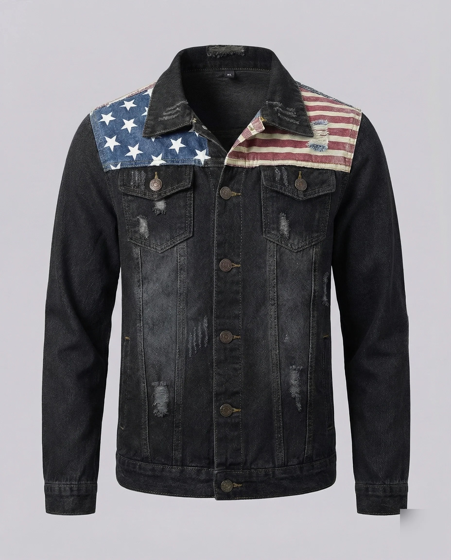Herren Jeansjacke Sterne Applikation - Image 8