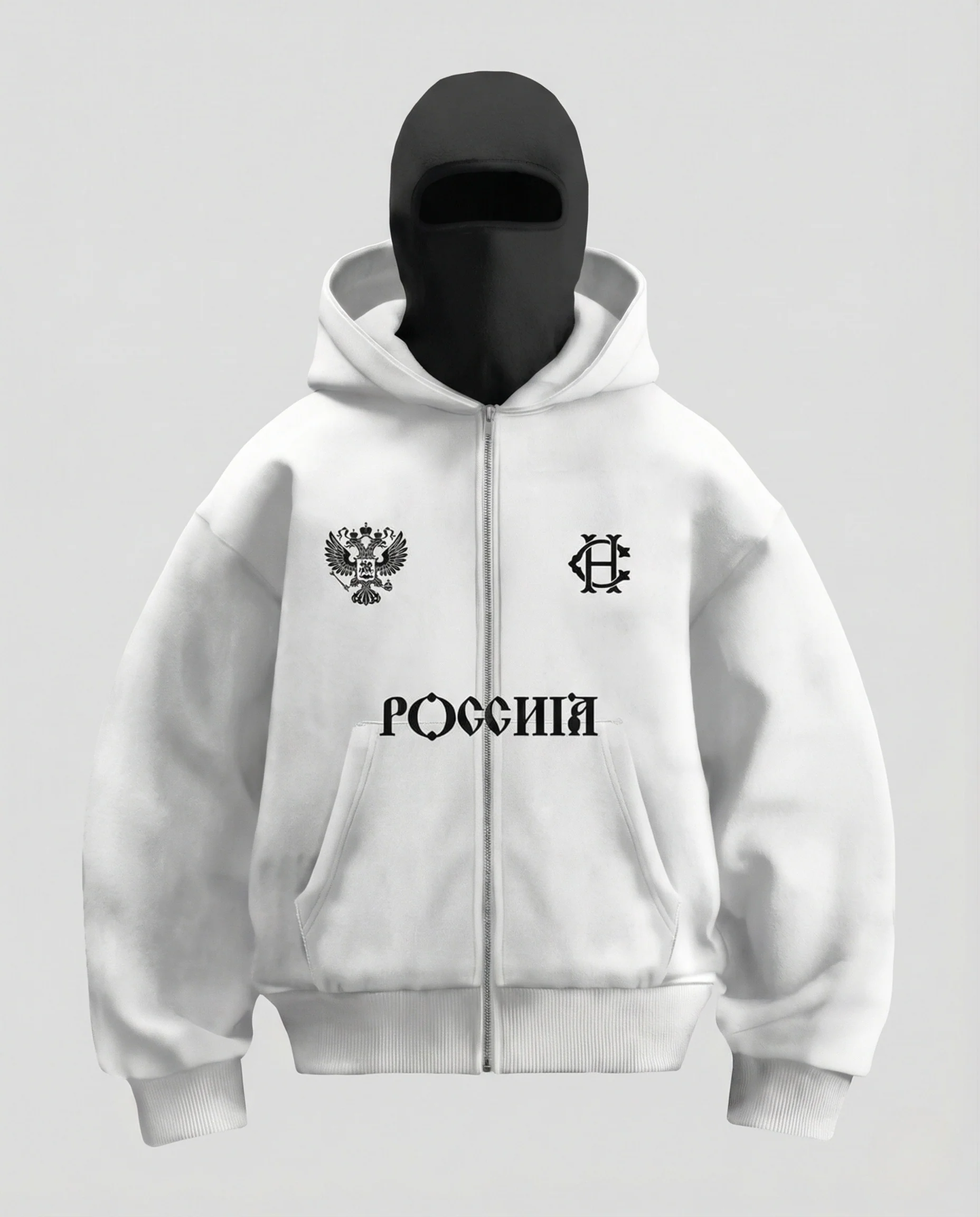 Herren Kapuzenjacke mit Gesichtsmaske und Frontprint - Image 5