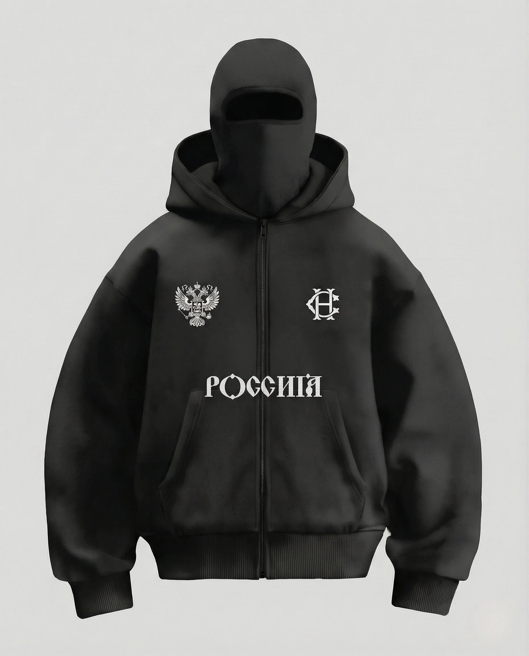 Herren Kapuzenjacke mit Gesichtsmaske und Frontprint - Image 7