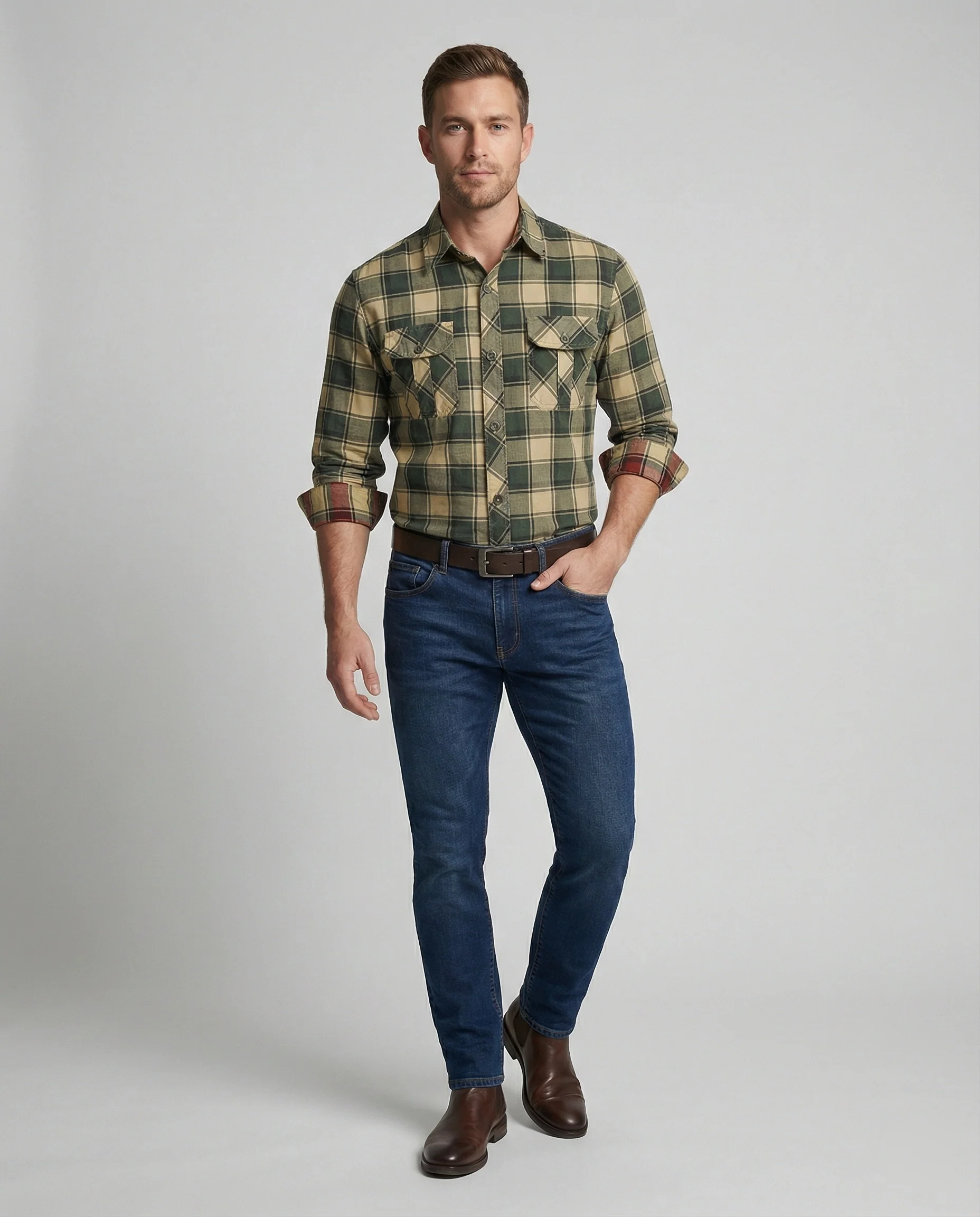 Herren Langarmhemd Herren Flanell - Image 5