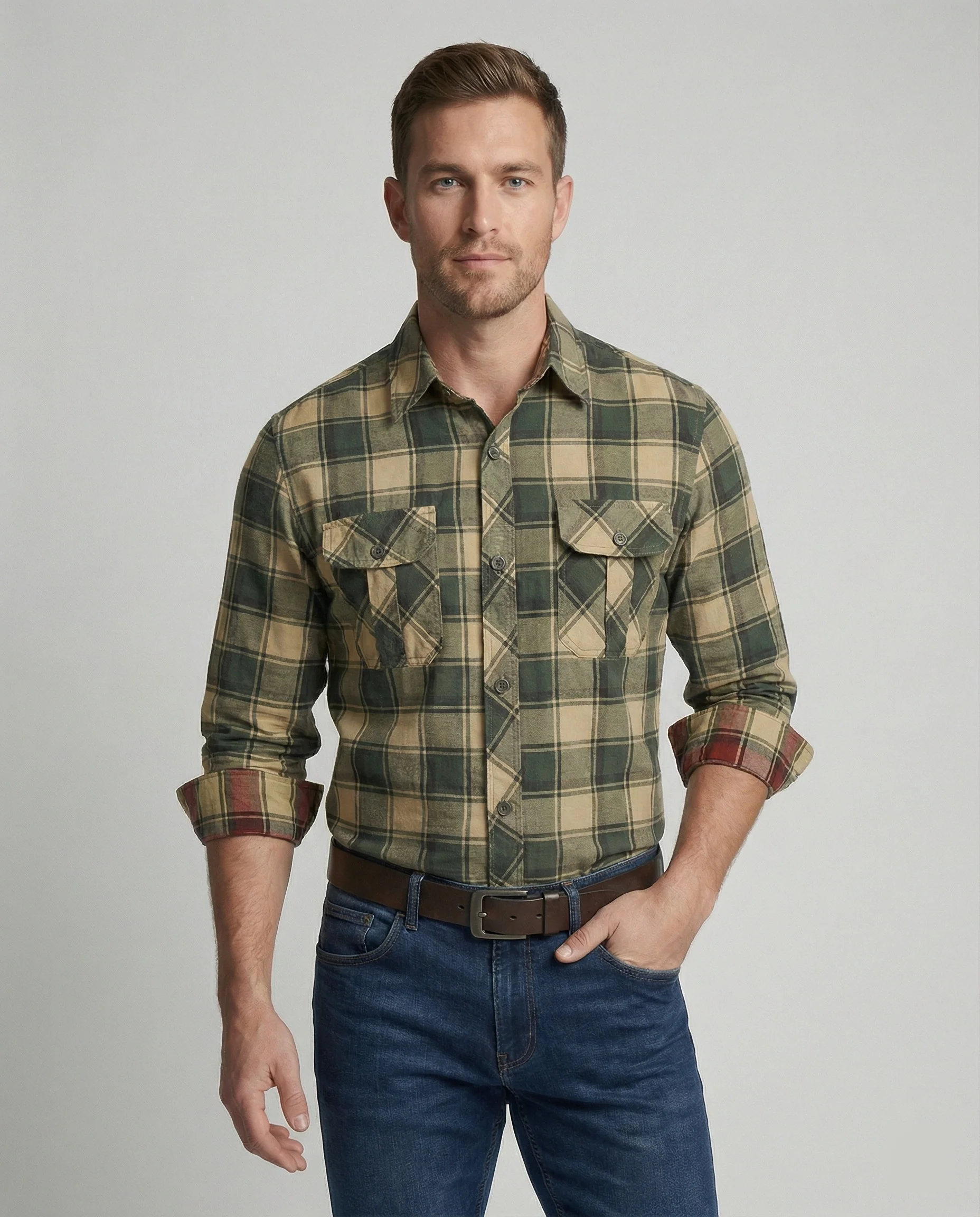 Herren Langarmhemd Herren Flanell - Image 6