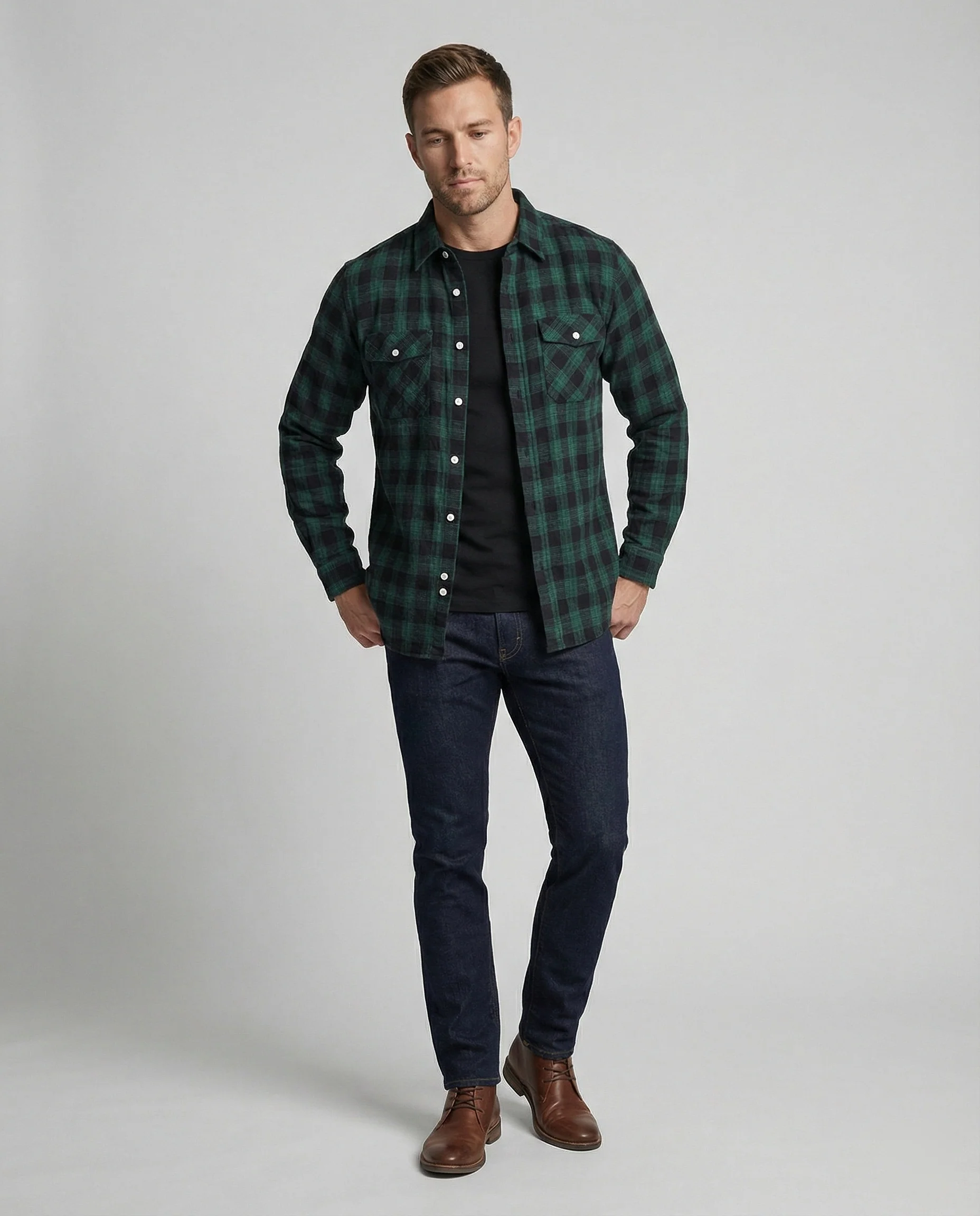 Herren Flanellhemd Kariert Freizeit - Image 12