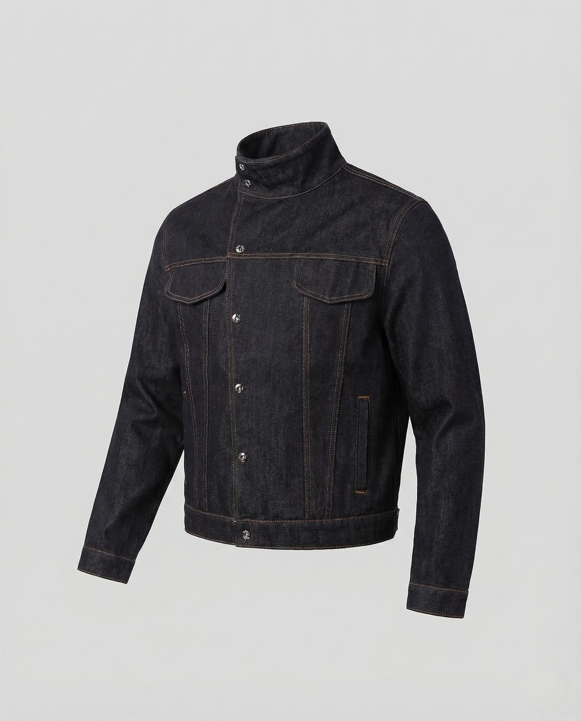 Herren Denimjacke Boxy Fit mit Stehkragen und Druckknöpfen - Image 5