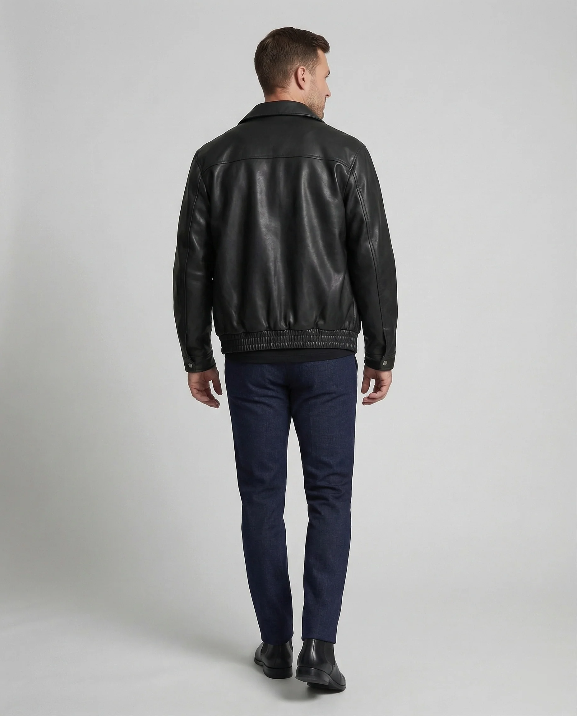 Herren Kunstleder Hemdjacke - Image 2