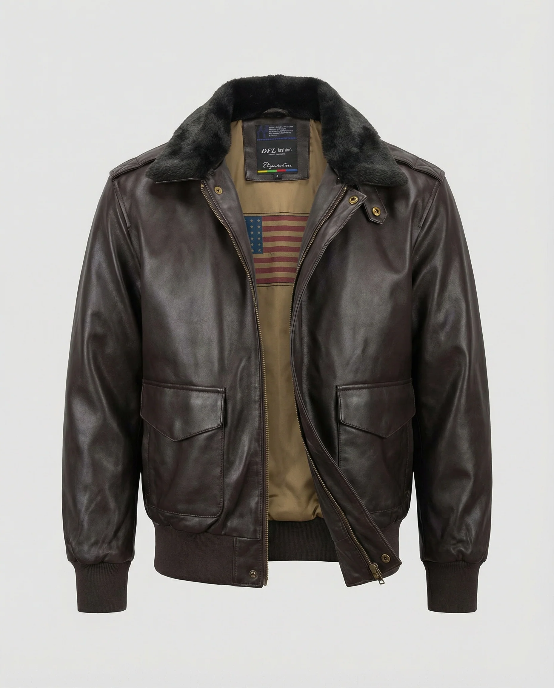 Herren Piloten Lederjacke mit Teddykragen - Image 6