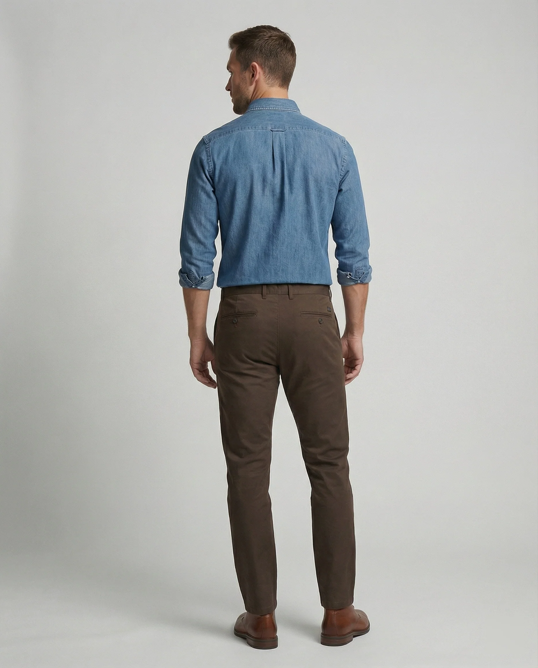 Herren Langarmhemd Jeanshemd Denim Kentkragen