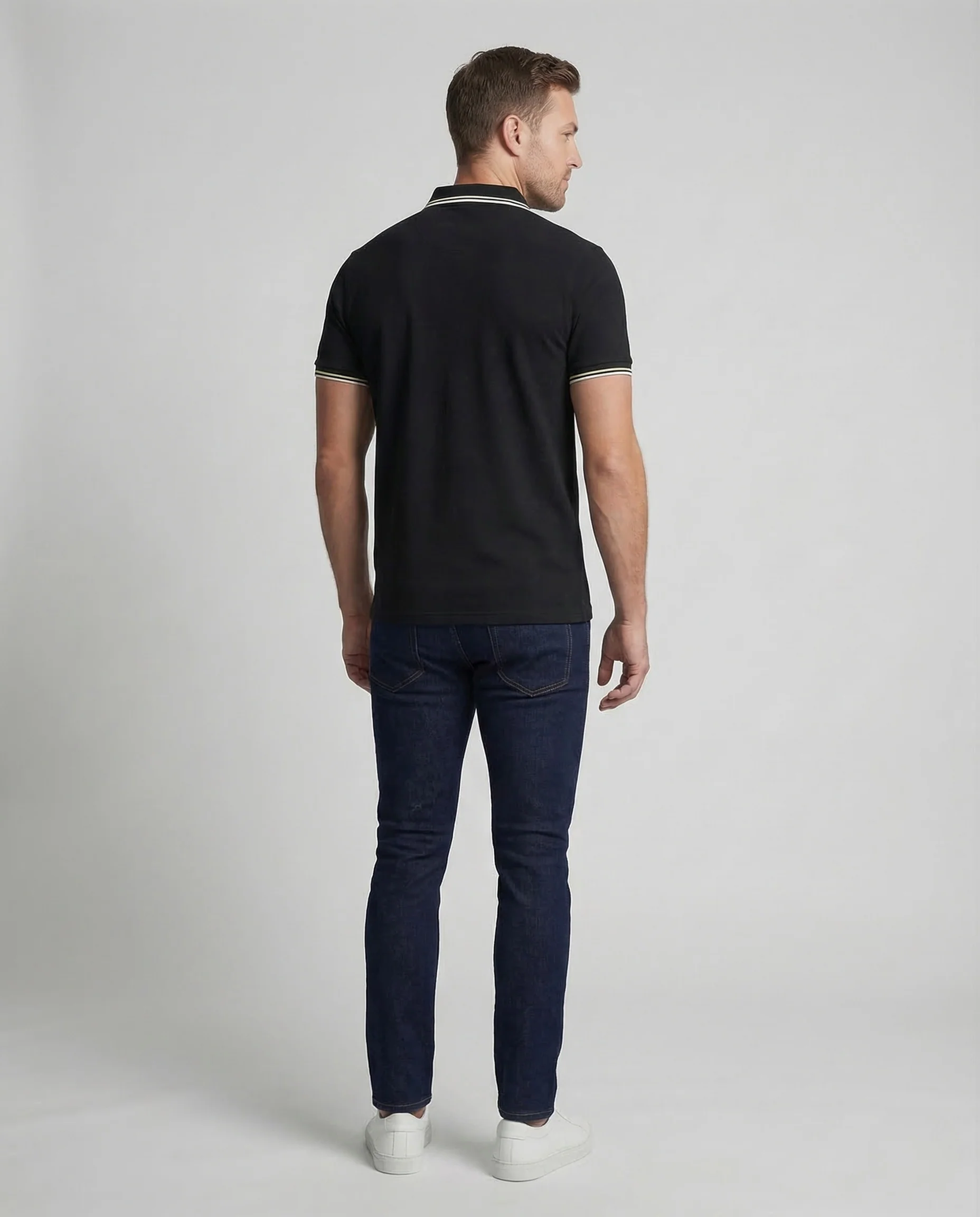 Herren Poloshirt Kurzarm Piqué Kontraststreifen - Image 4