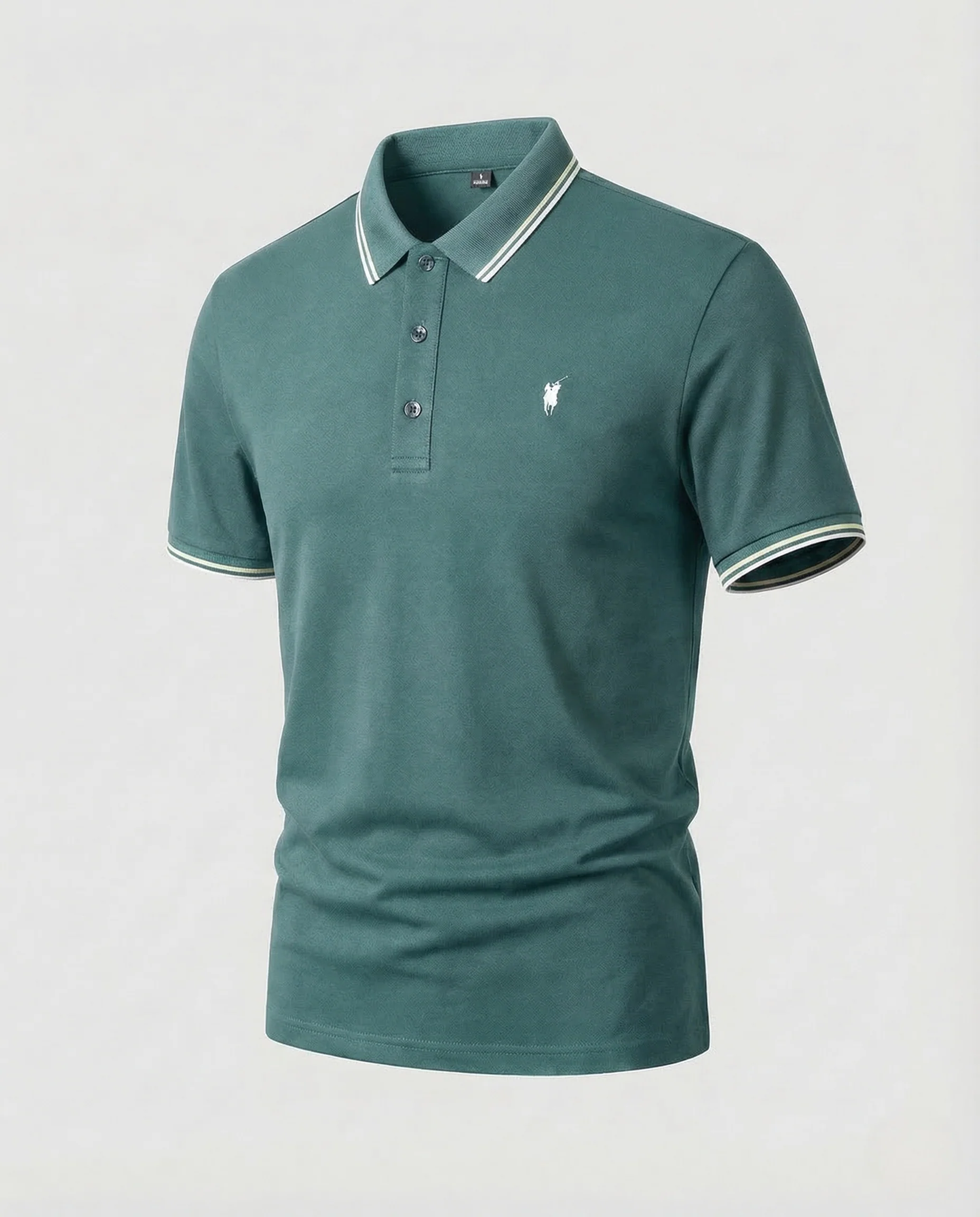 Herren Poloshirt Kurzarm Piqué Kontraststreifen - Image 9