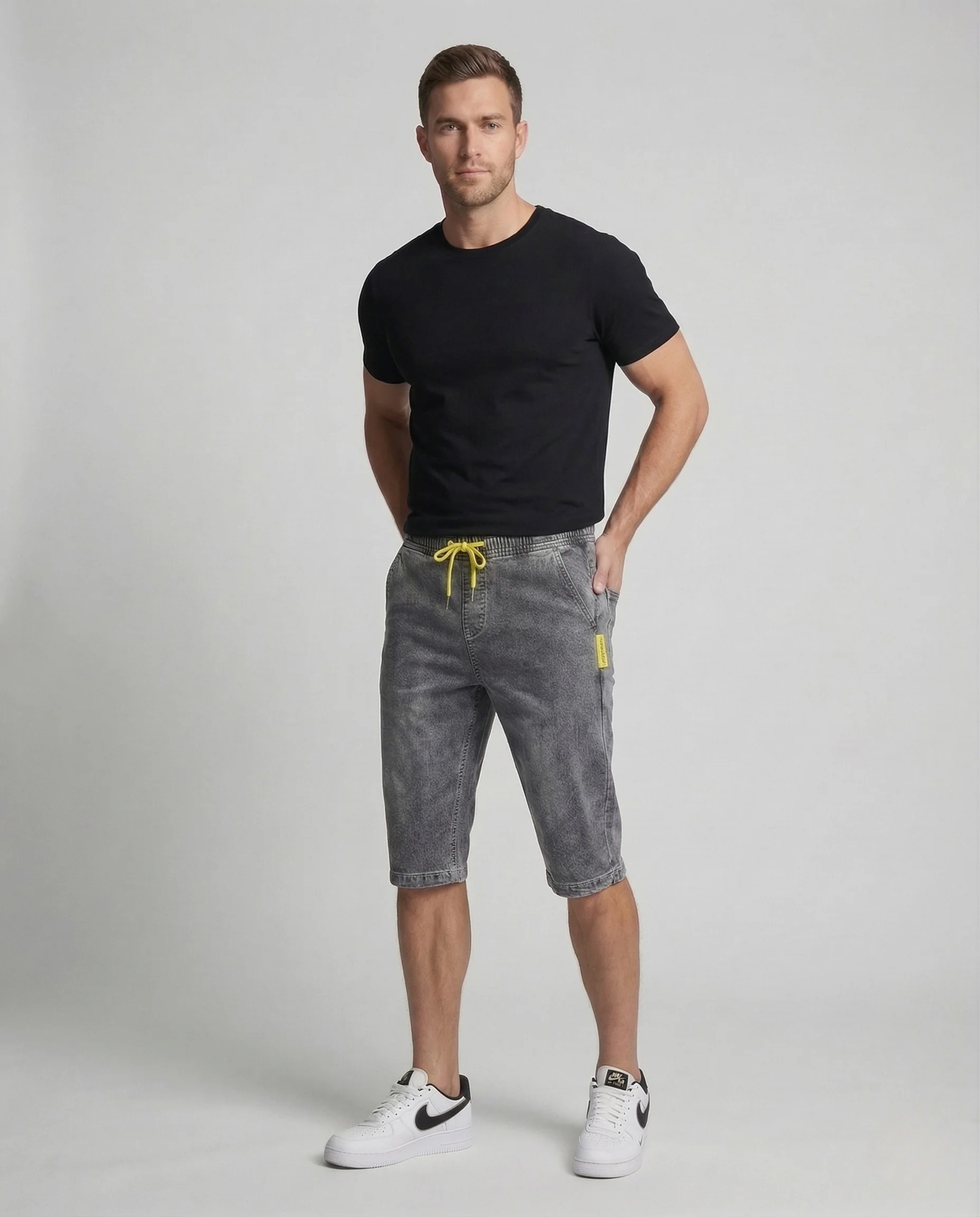 Herren Jeansshorts Knielang Elastikbund - Image 2