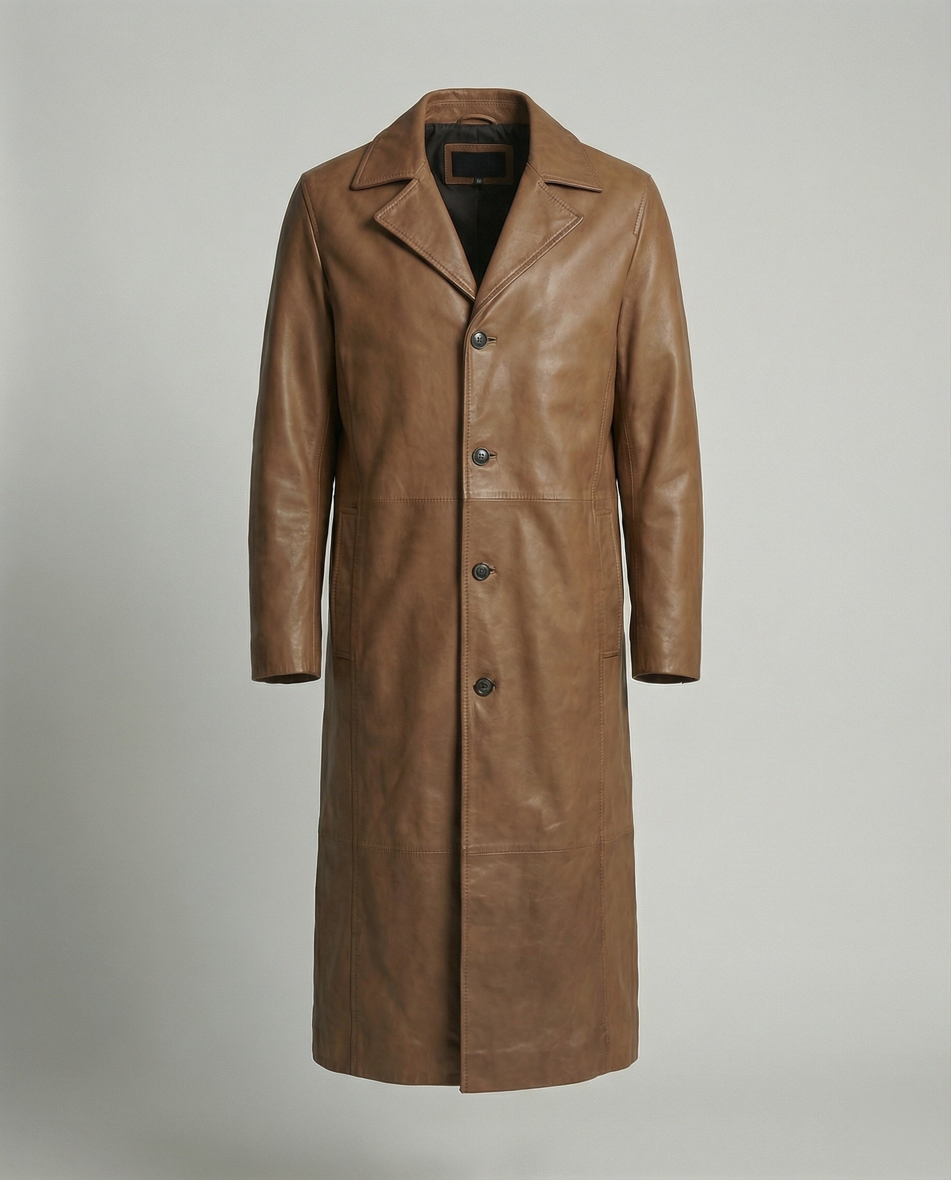 Herren Leder Trenchcoat Mantel - Image 5
