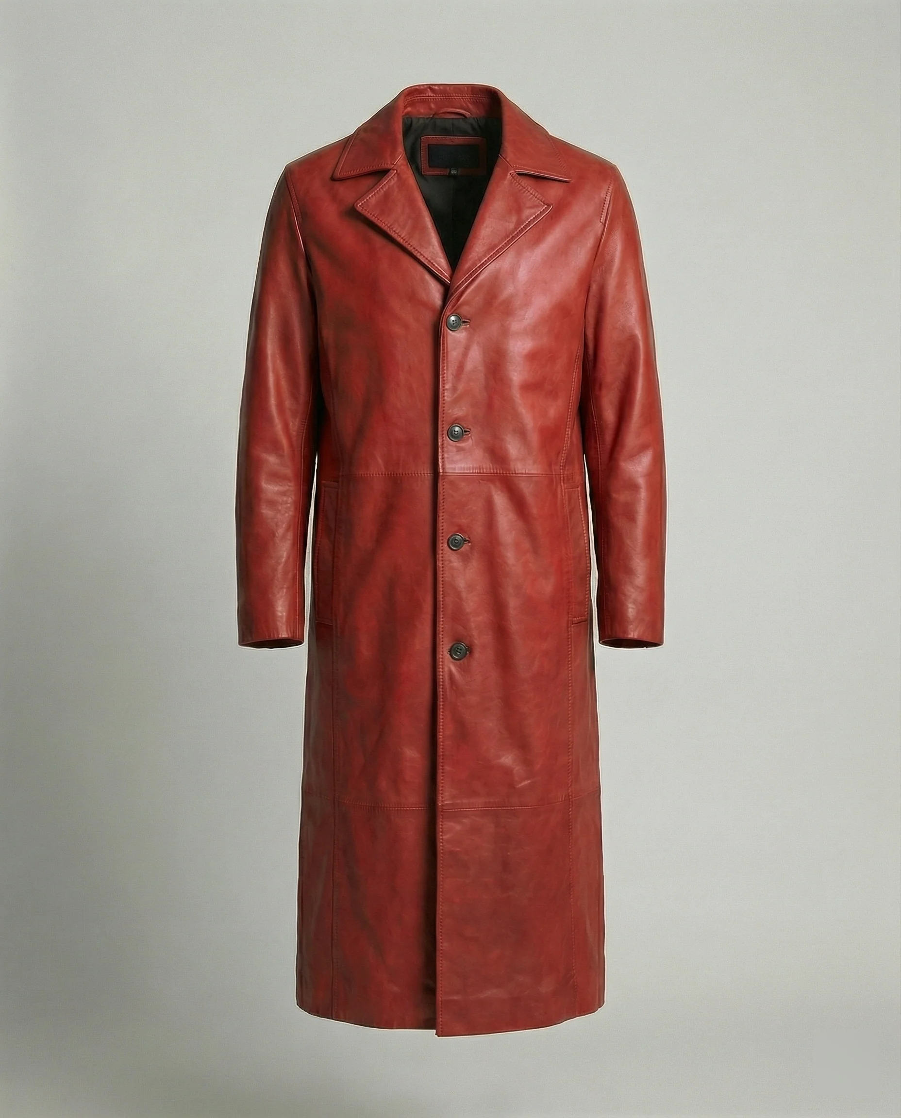 Herren Leder Trenchcoat Mantel - Image 6