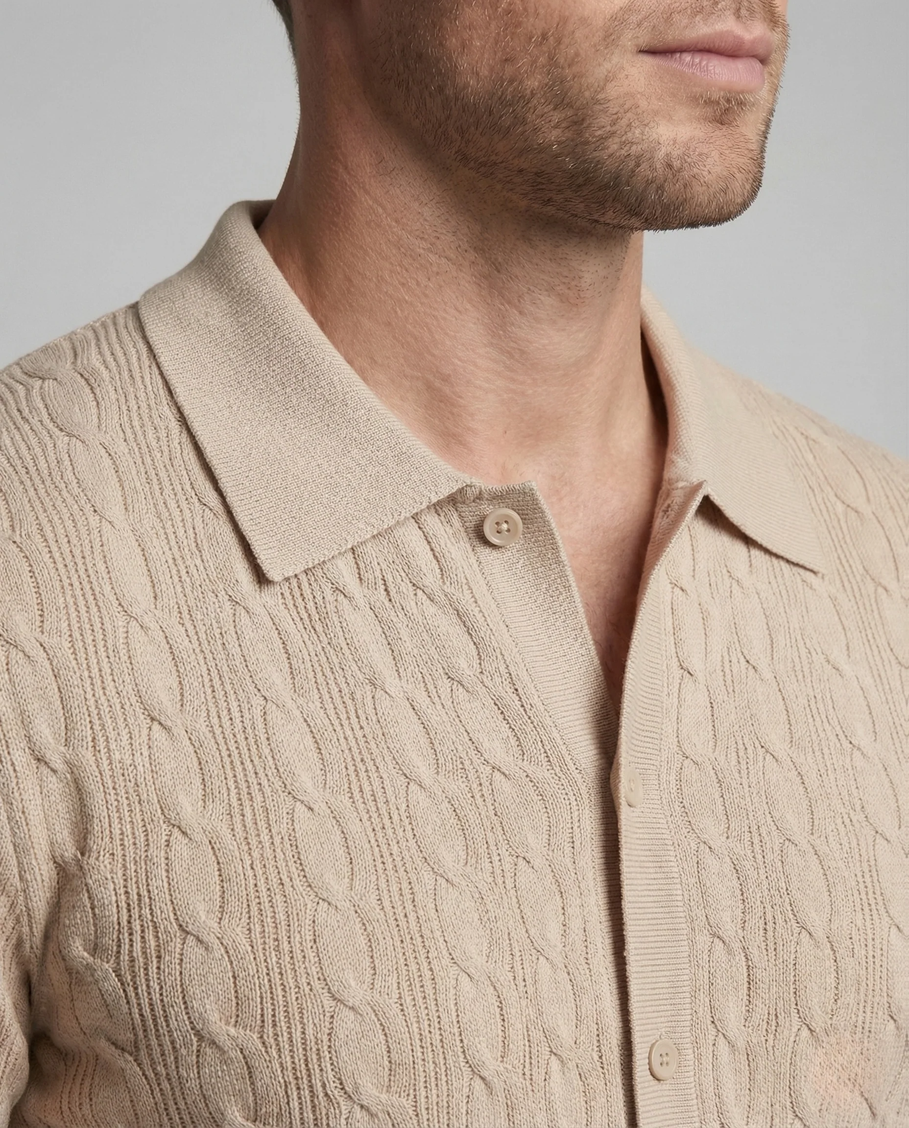 Herren Feinstrick Kurzarmhemd mit Struktur - Image 3