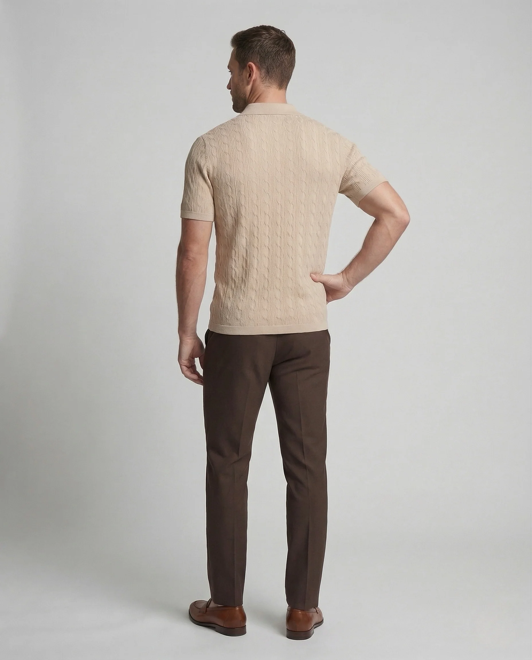 Herren Feinstrick Kurzarmhemd mit Struktur - Image 4